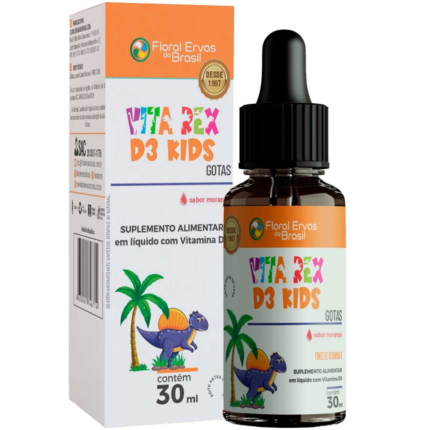 Floral Ervas do Brasil Vita Rex Vitamina D3 Kids - Suplemento Alimentar 30ml