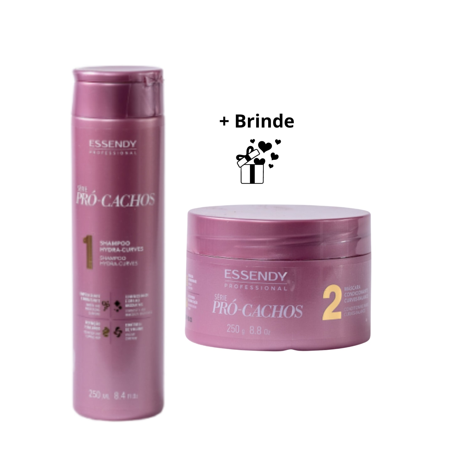 KIT ESSENDY PRÓ CACHOS SHAMPOO 250 ML + MÁSCARA 250GRS
