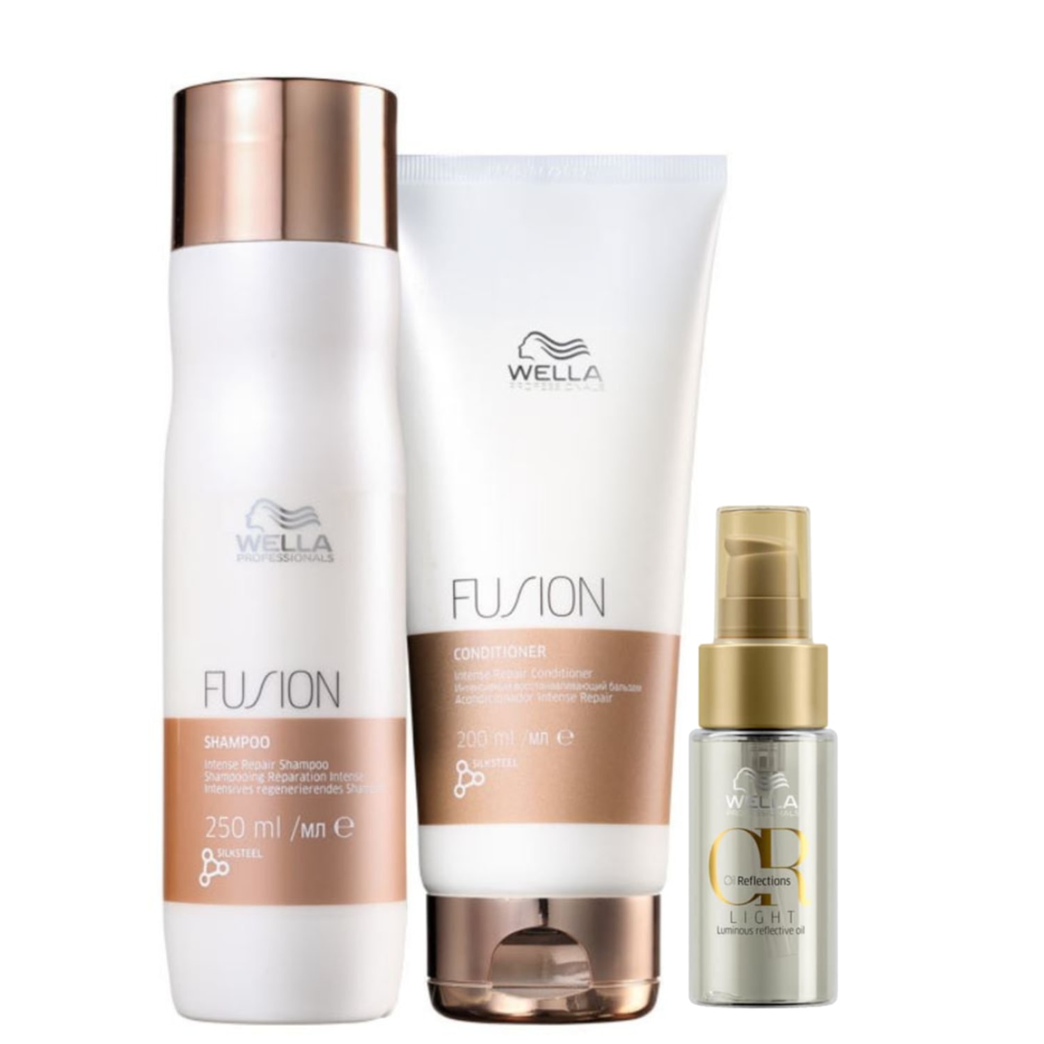 Kit Wella Professionals Fusion + Oil Reflections Light Luminous (3 Produtos)
