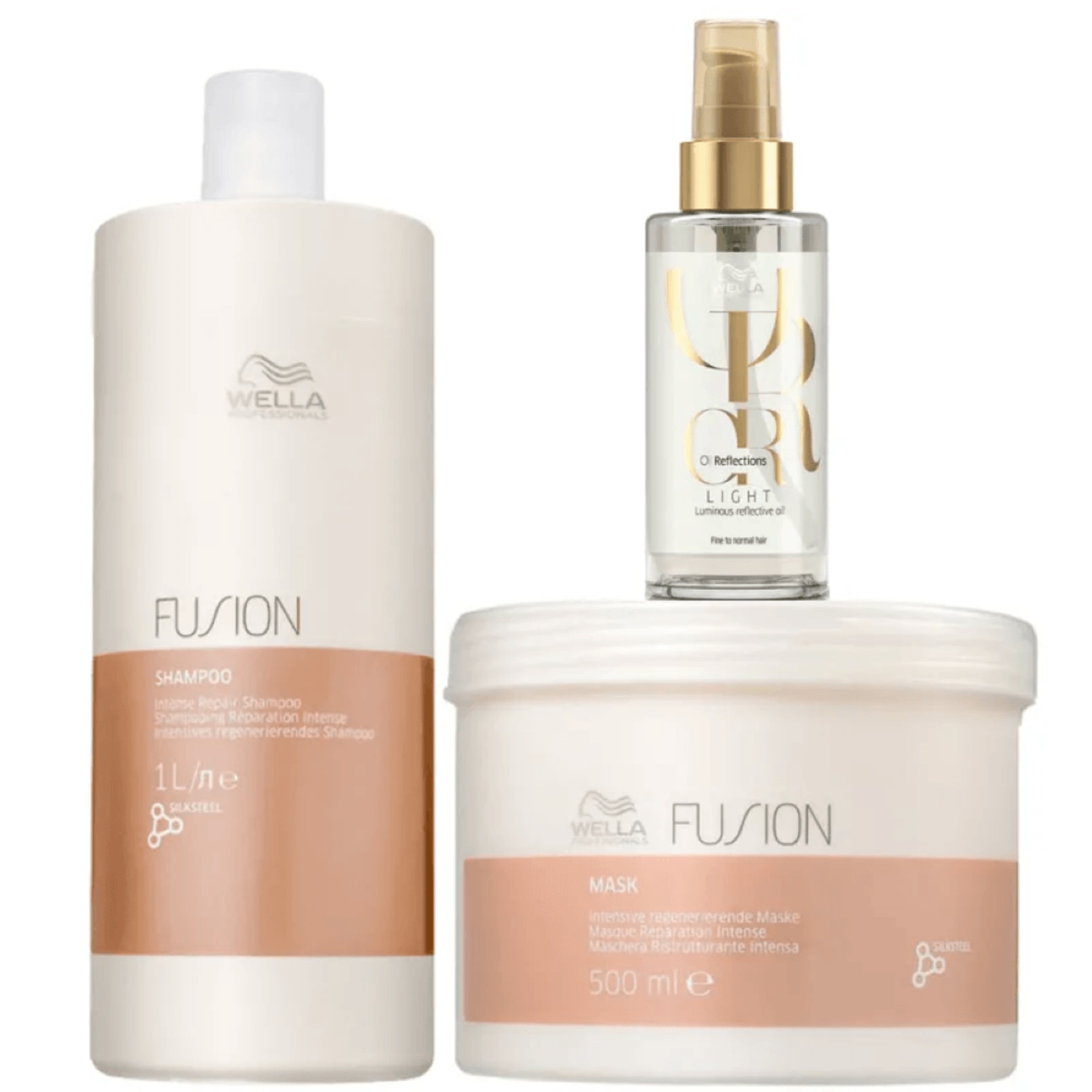 Kit Wella Professionals Fusion & Oil Reflections Light (3 Produtos)