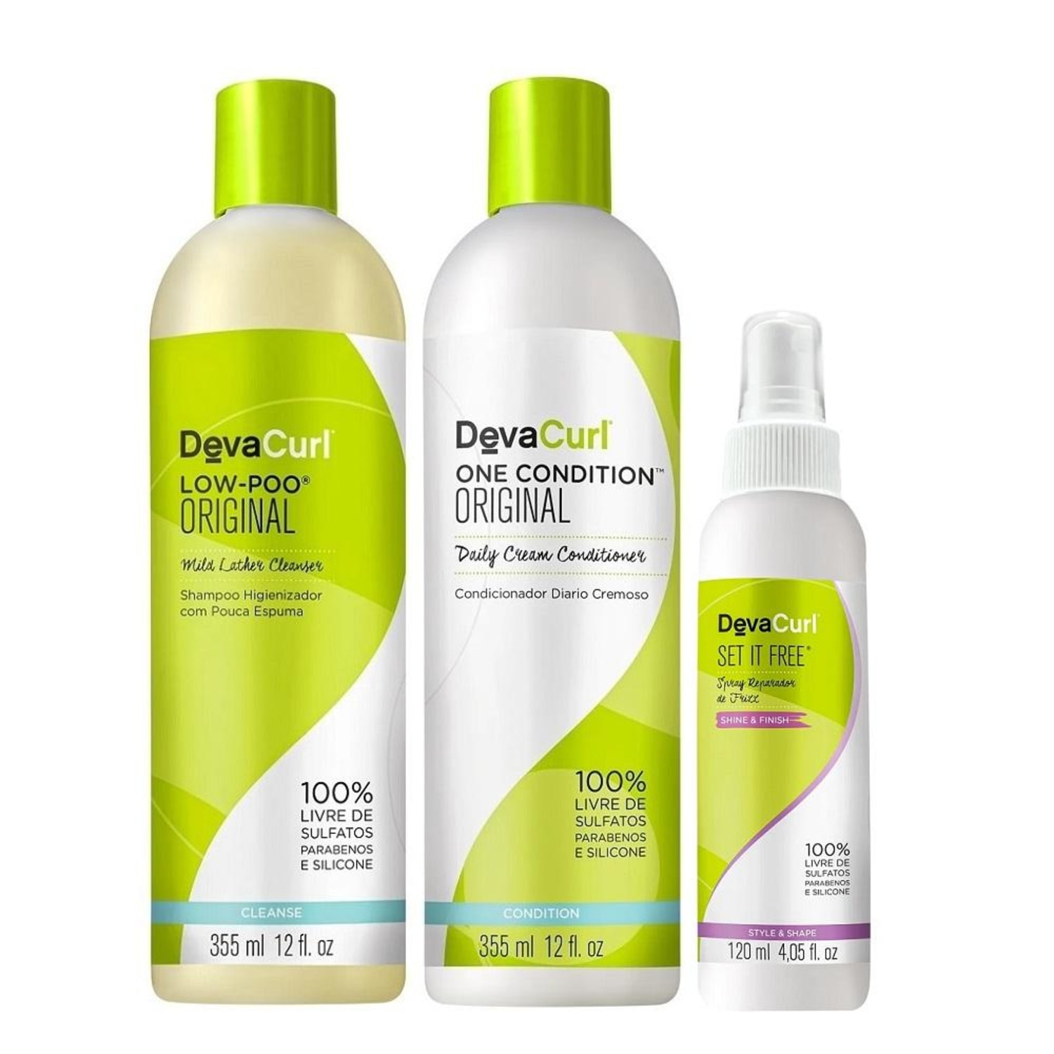 Kit Deva Curl Low-Poo + One Condition + Set It Free (3 Produtos)