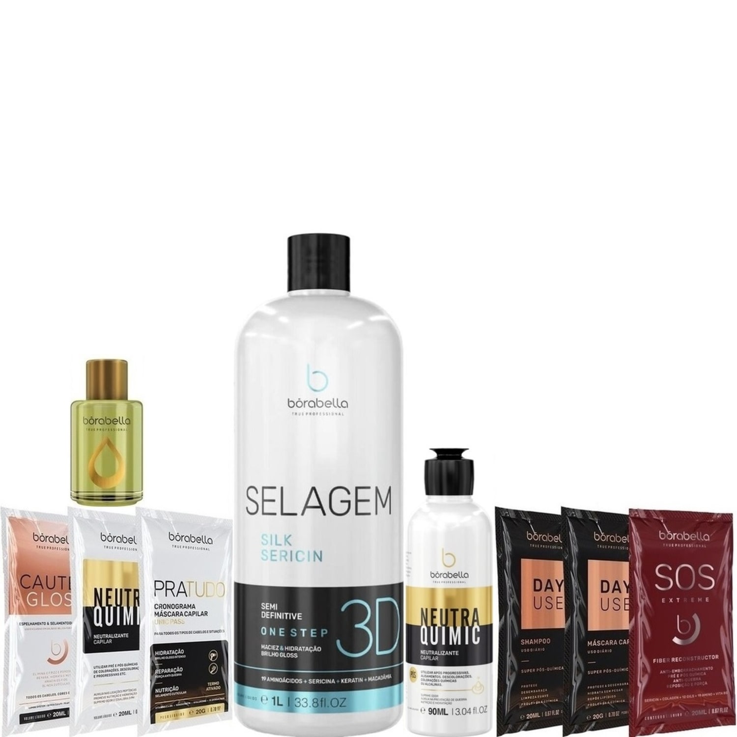 Borabella Selagem 3D 1L + Neutraquimic 90ml + Argan + Sachê