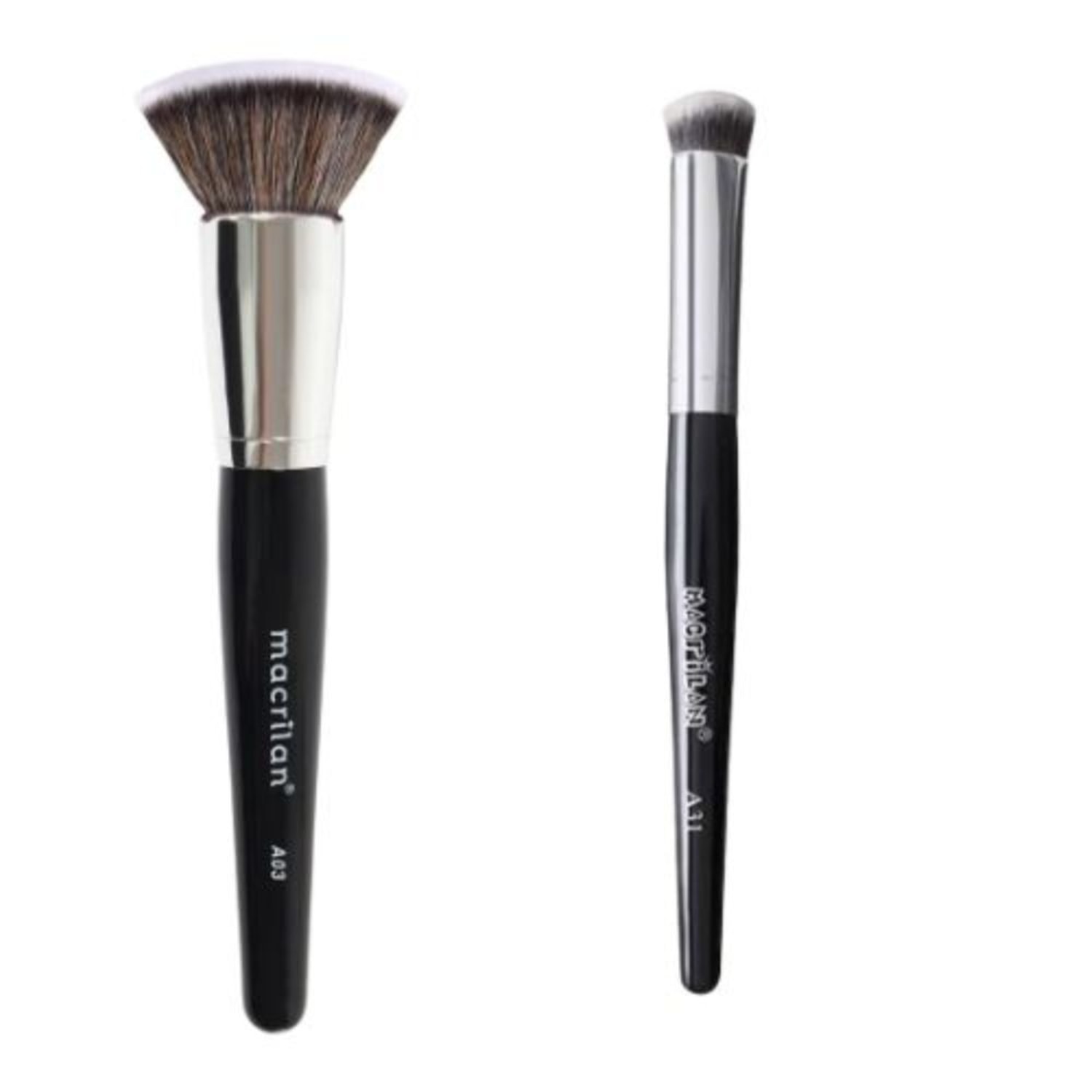 Pincel Profissional Kabuki Reto Linha Max - Macrilan - A03 + Pincel Kabuki para Corretivo Linha Max - Macrilan - a31