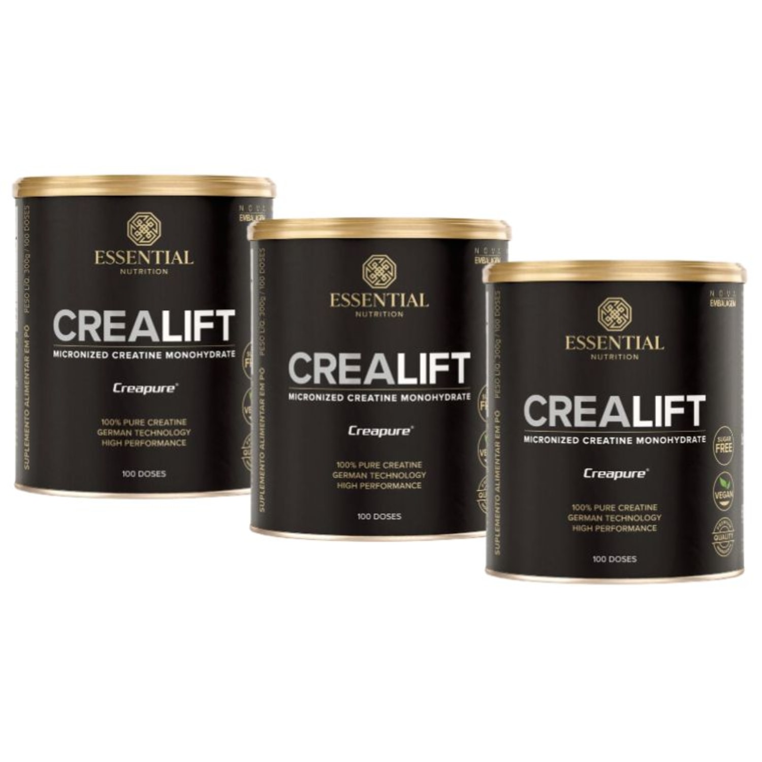 Kit Essential Nutrition Crealift Creapure Trio (3 Unidades)