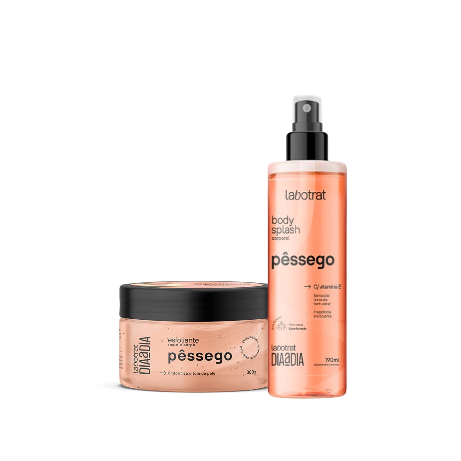 KIT ESFOLIANTE 300G + BODY SPLASH 190ML - LABOTRAT VERSÃO:PESSEGO
