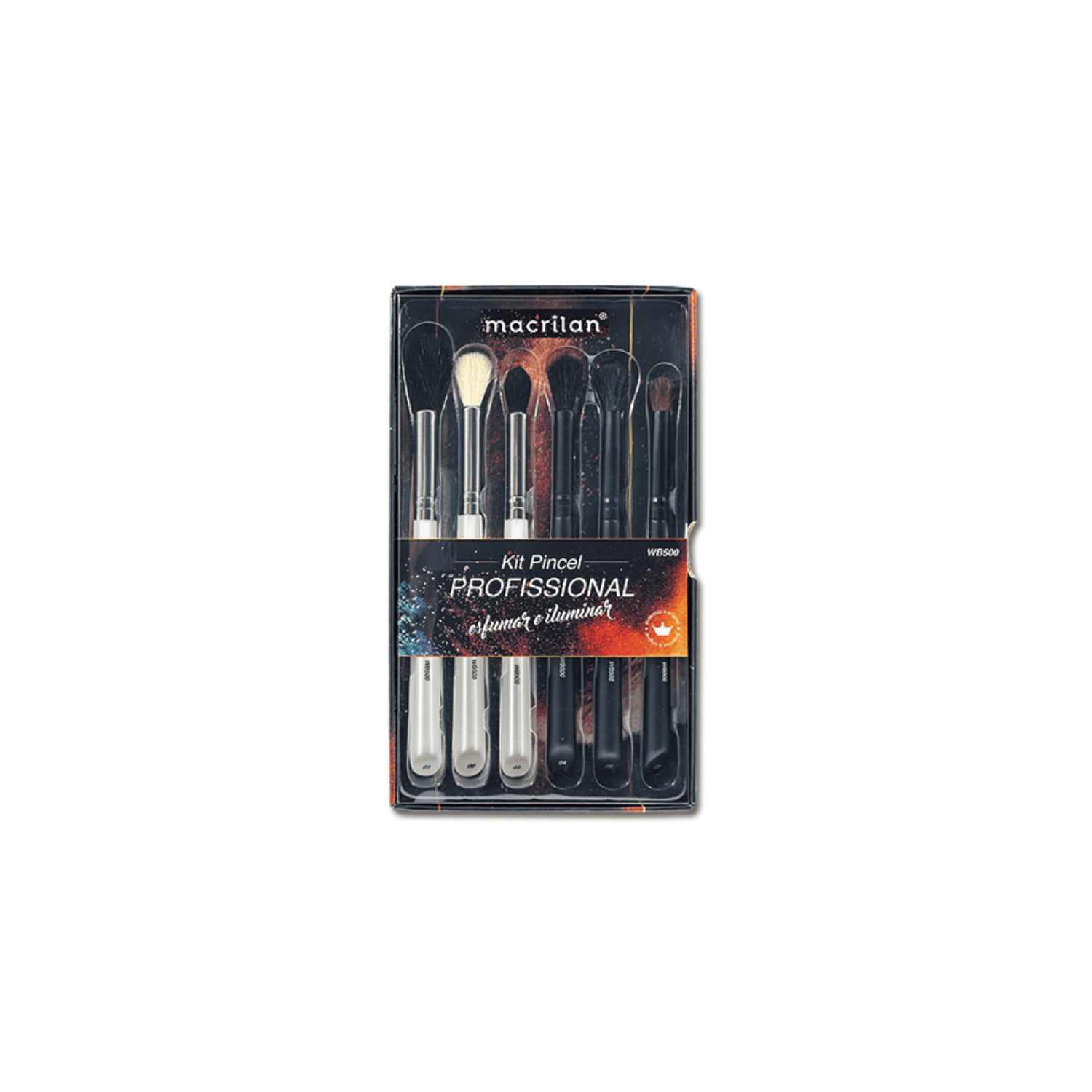 Kit WB500 com 6 pincéis Profissionais para esfumar e iluminar Macrilan