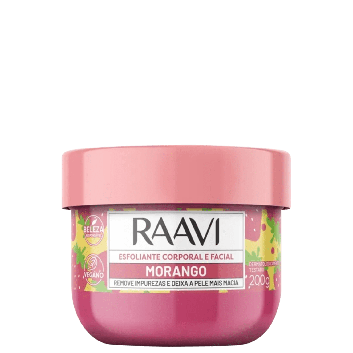 Creme Esfoliante Facial e Corporal Morango Raavi - 200g