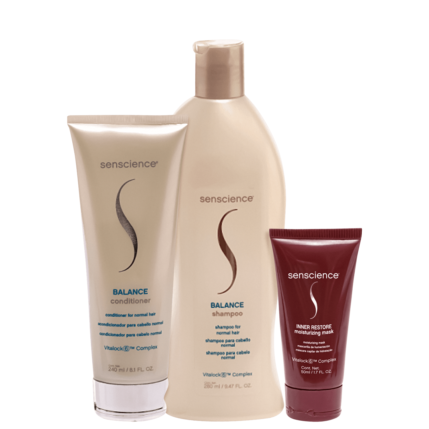Kit Senscience Balance + Inner Restore Intensif Moisturizing Mask Mini Trio (3 Produtos)