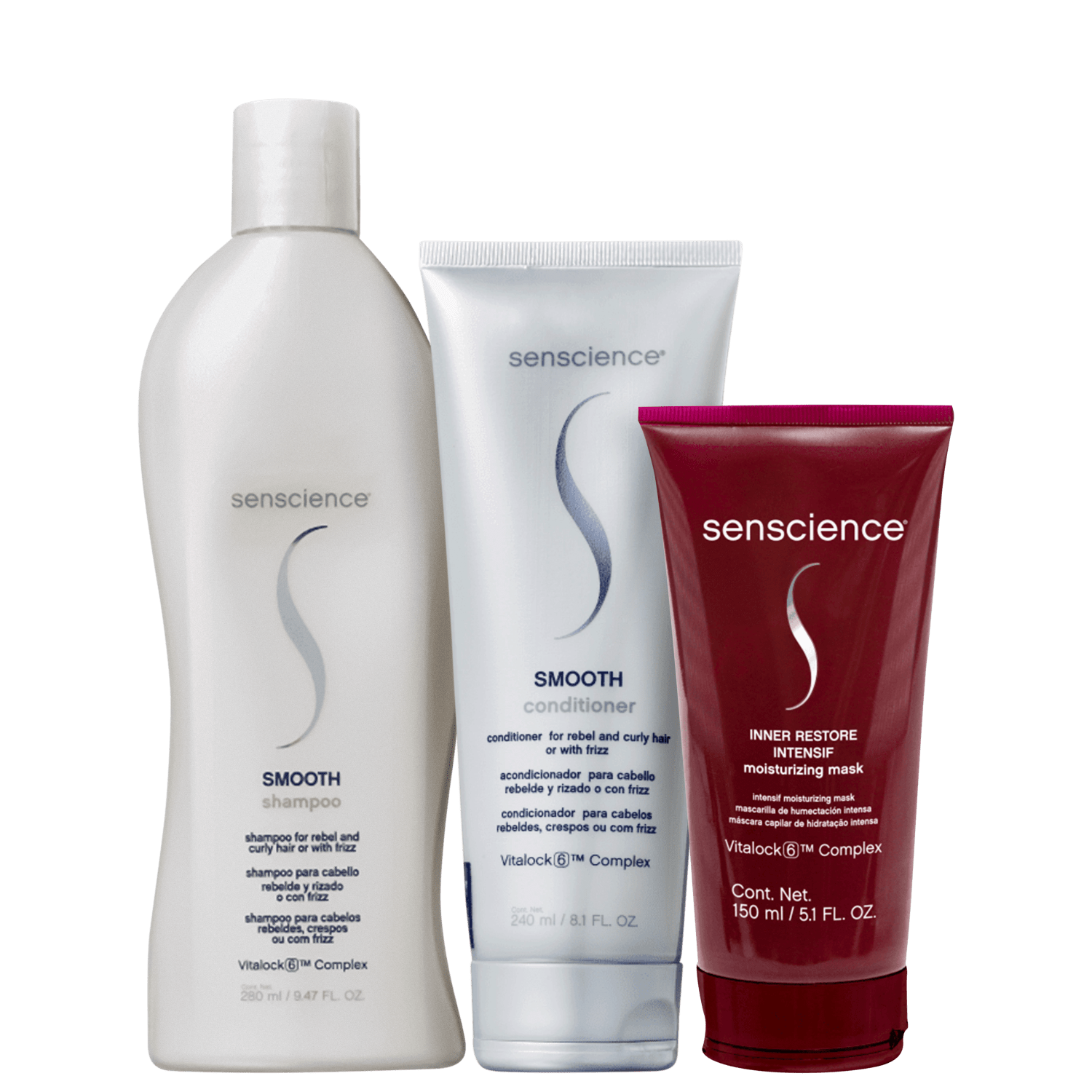 Kit Senscience Smooth + Inner Restore Intensif Moisturizing Mask Trio (3 Produtos)