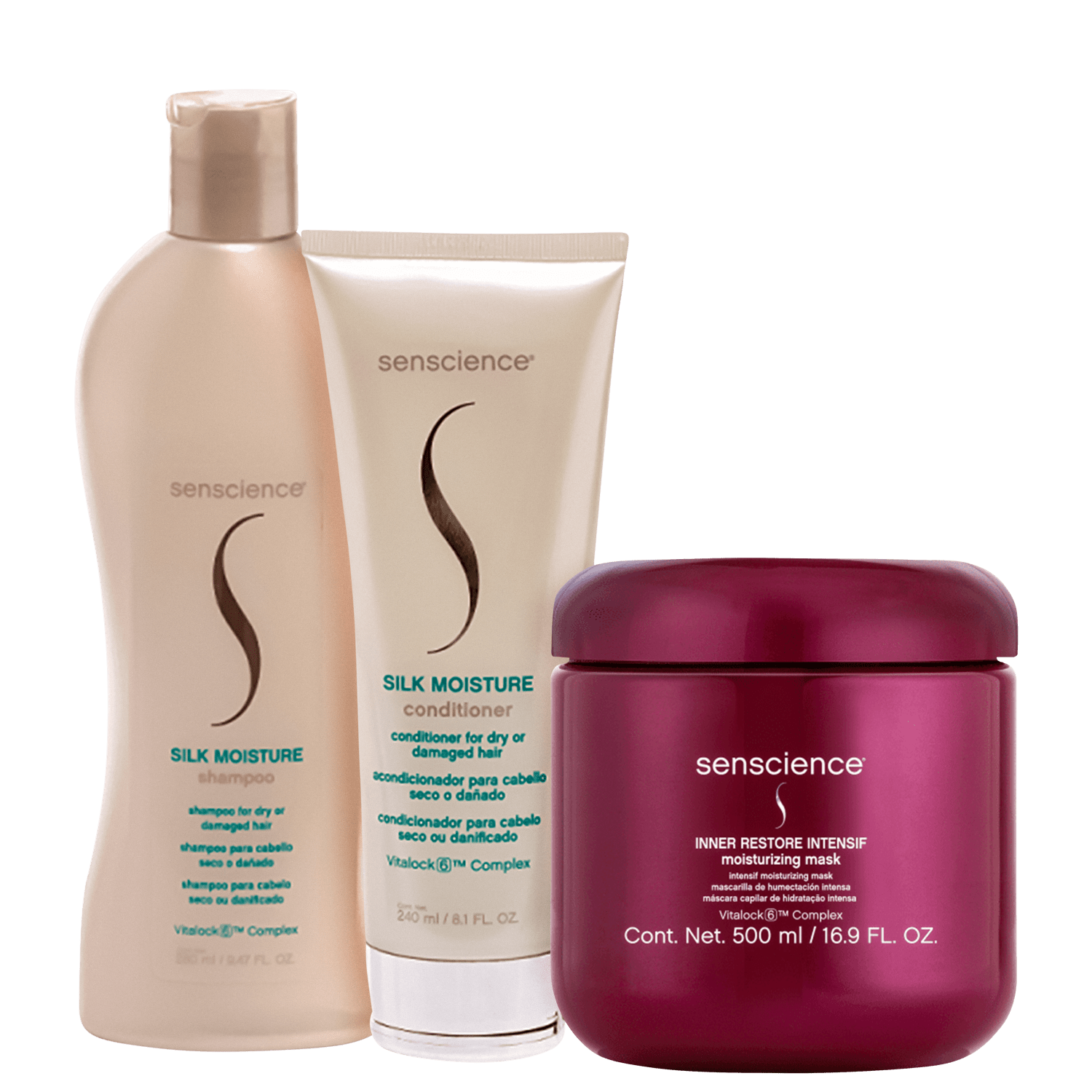 Kit Senscience Silk Moisture + Inner Restore Intensif Moisturizing Mask Trio (3 Produtos)