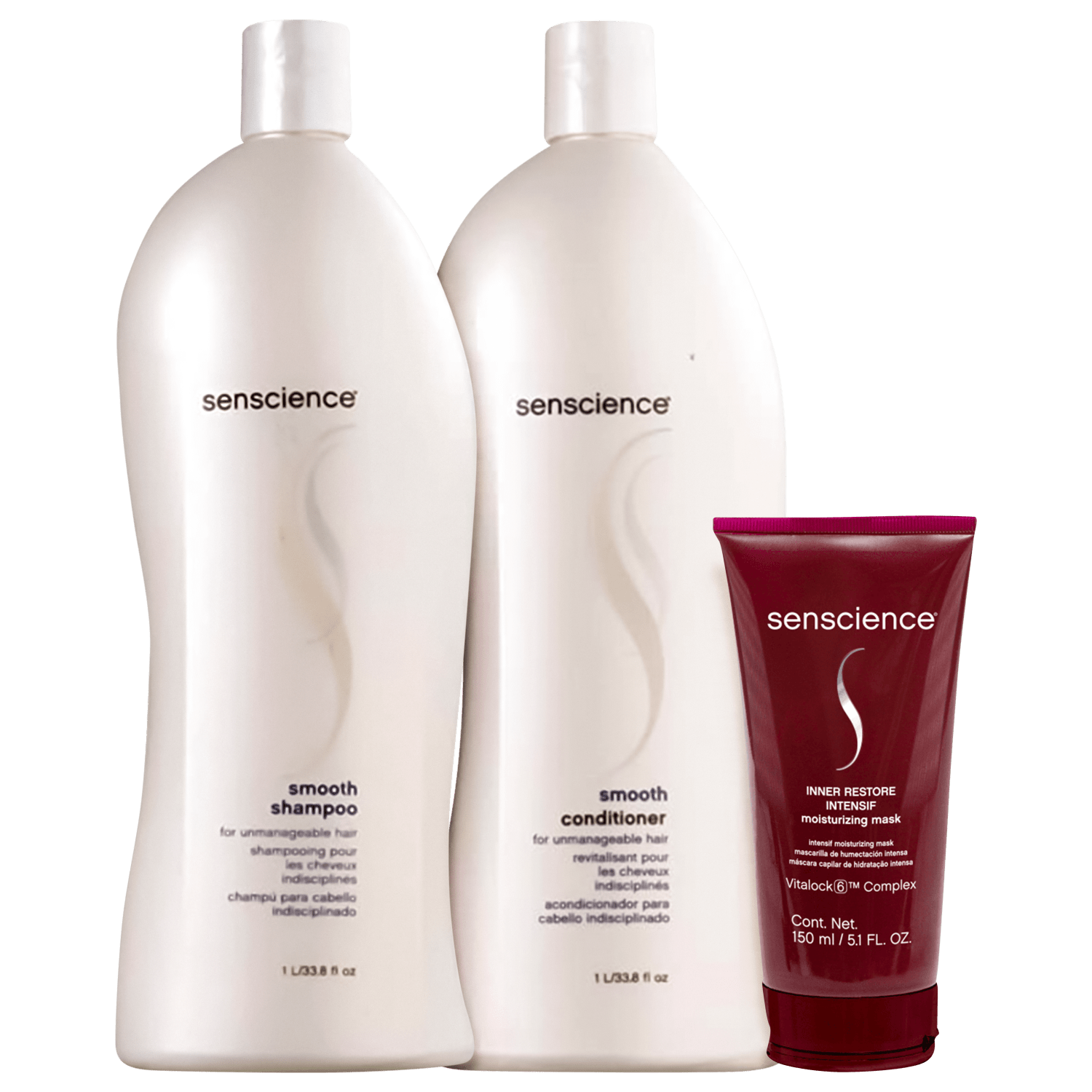 Kit Senscience Smooth Salon + Inner Restore Intensif Moisturizing Mask Trio (3 Produtos)