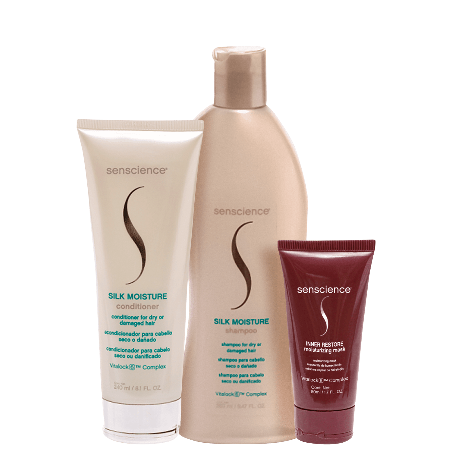 Kit Senscience Silk Moisture + Inner Restore Moisturizing Mask Mini (3 Produtos)