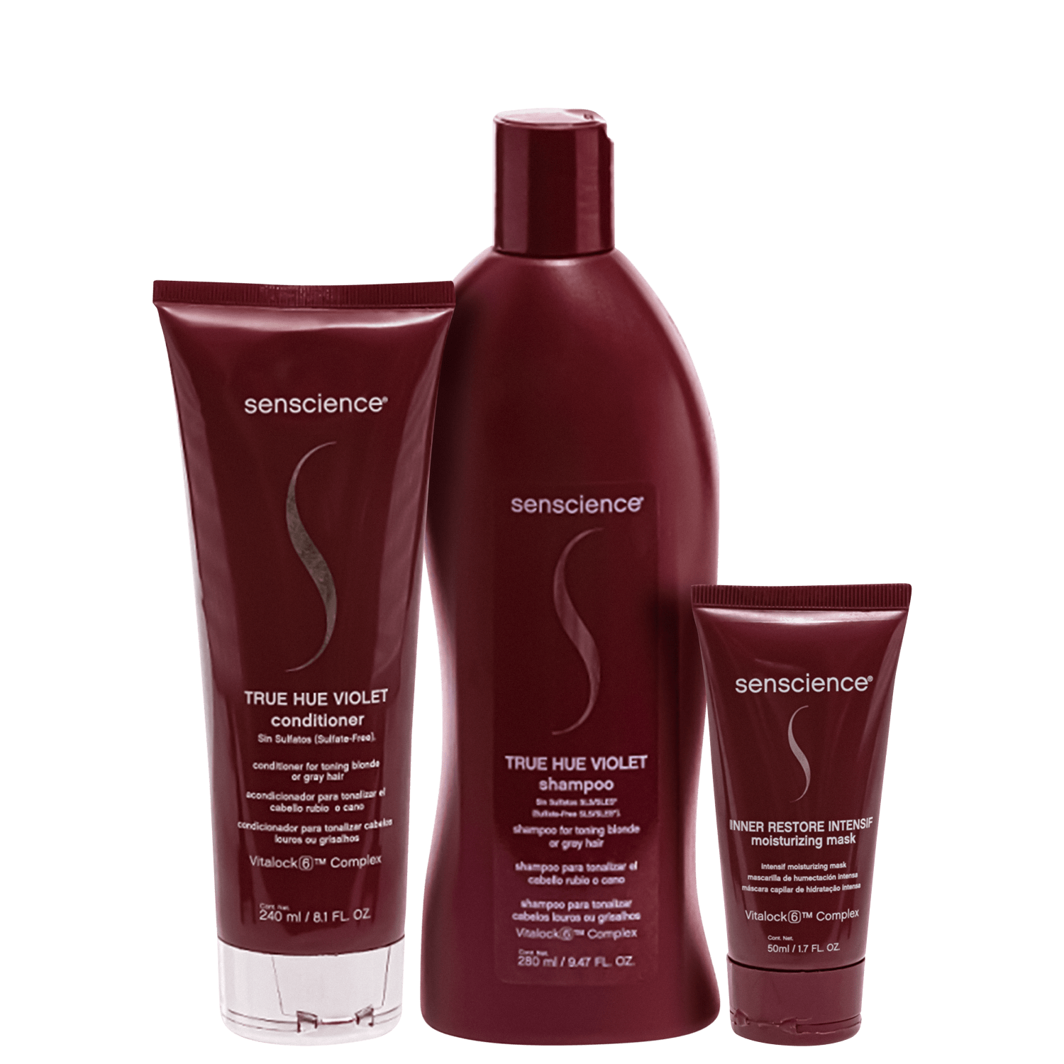 Kit Senscience True Hue Violet + Inner Restore Intensif Moisturizing Mask (3 Produtos)
