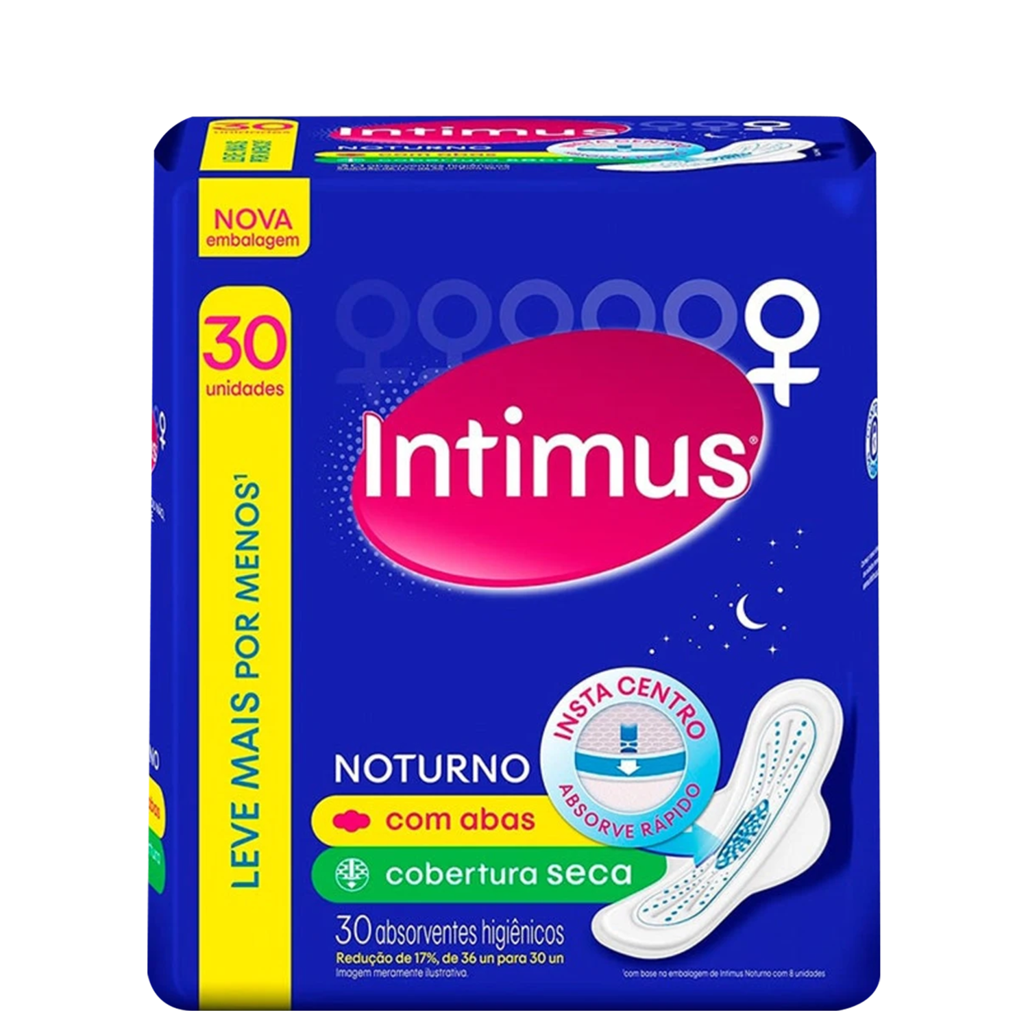 Intimus Noturno Seca - Absorvente com Abas (30 Unidades)
