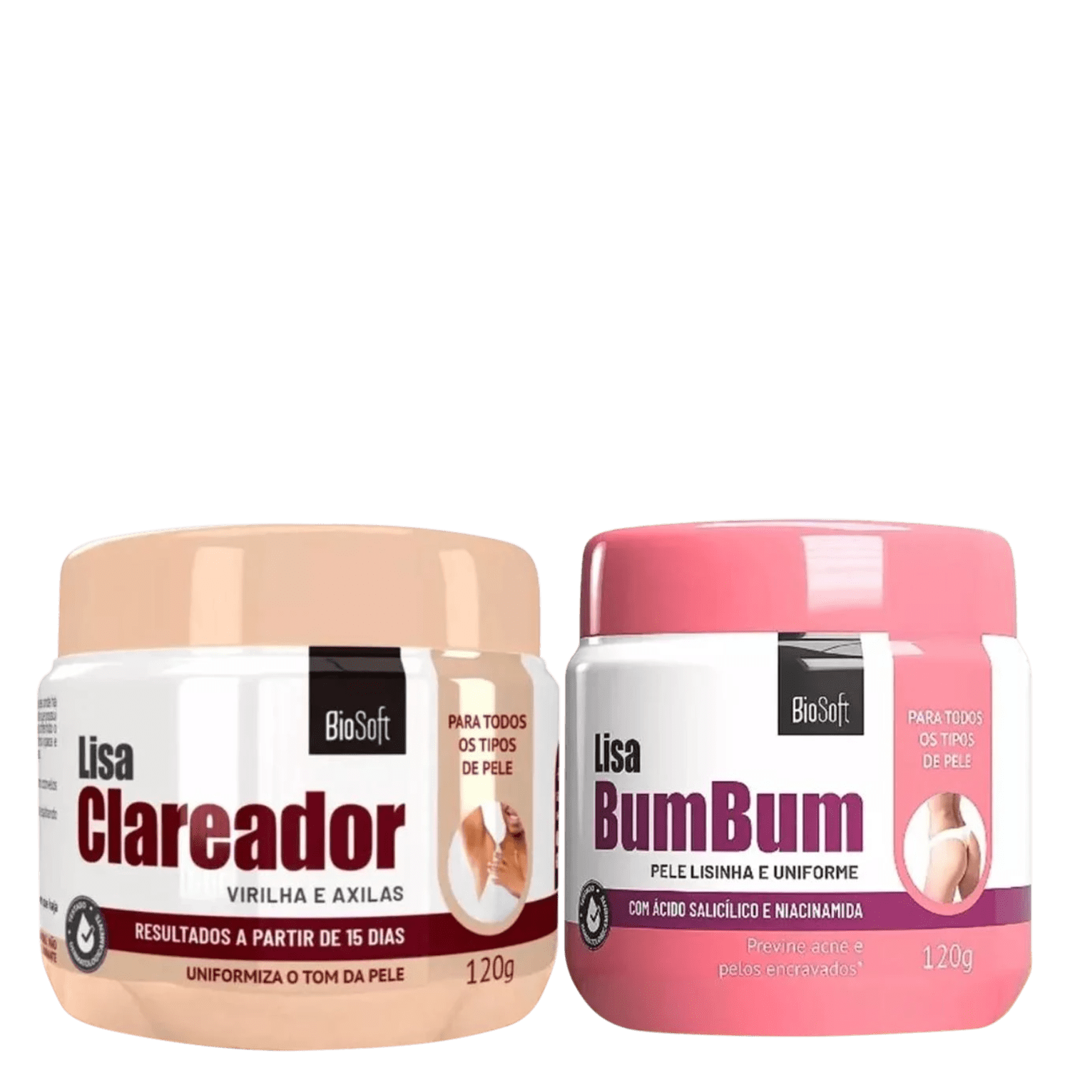 KIT BIOSOFT CREME CLAREADOR E HIDRATANTE RENOVADOR 120G