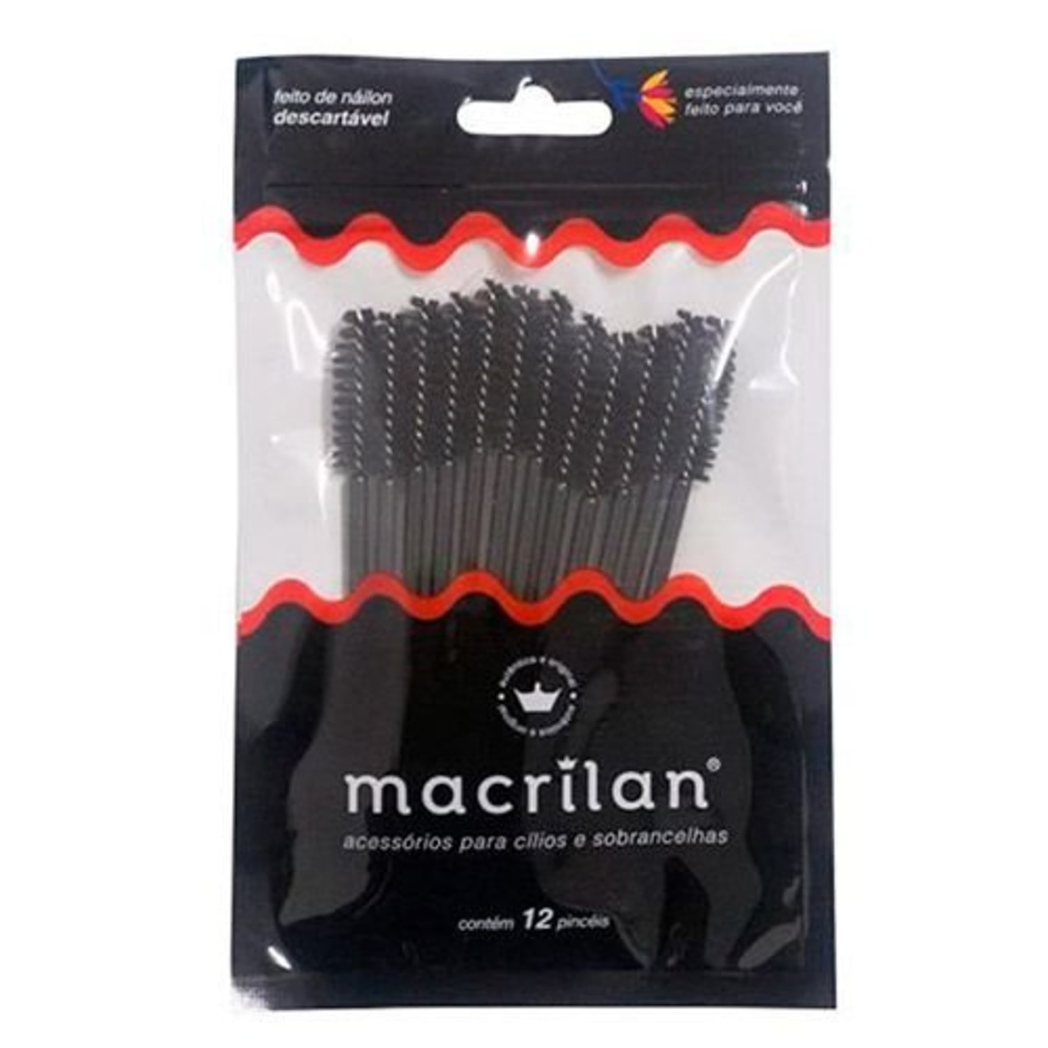 Macrilan EJ302 - Escovas para Cílios e Sobrancelhas (12 Unidades)