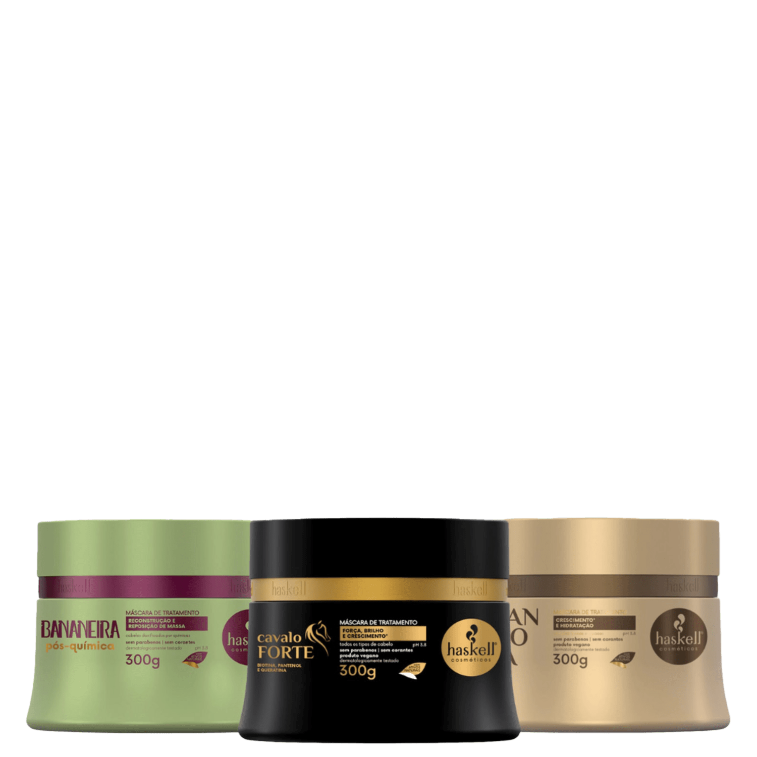 Kit Haskell Máscaras Mandioca + Cavalo Forte + Bananeira 300g
