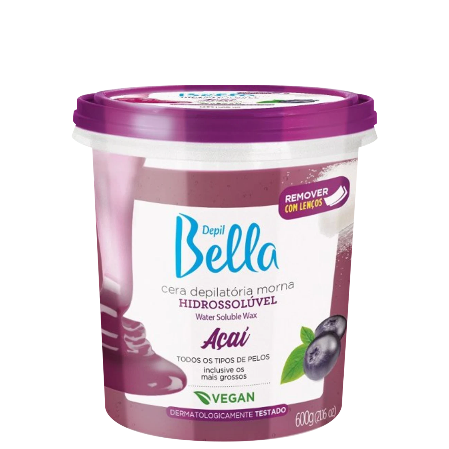 Depil Bella Açaí - Cera Depilatória Morna Hidrossolúvel 600g