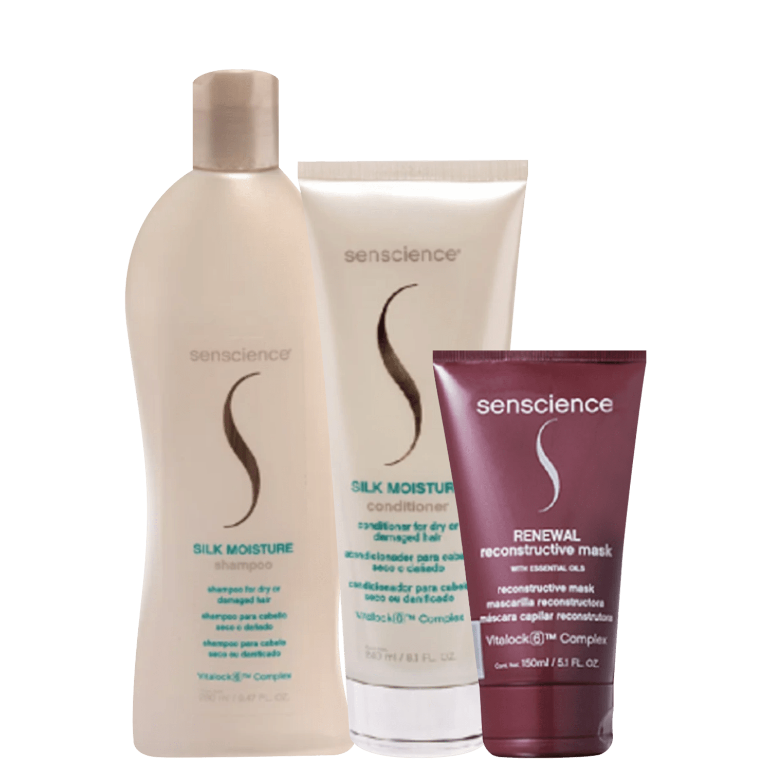 Kit Senscience Silk Moisture + Renewal Mask (3 Produtos)