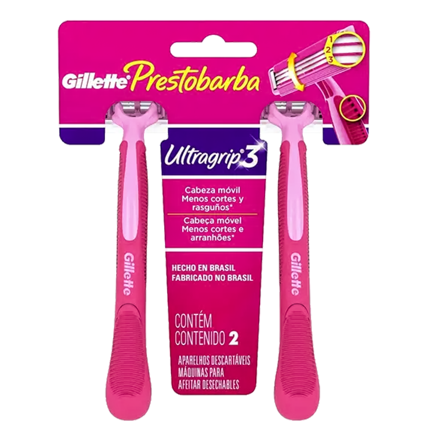 Gillette Prestobarba Ultragrip 3 - Aparelho Depilatório (2 Unidades)