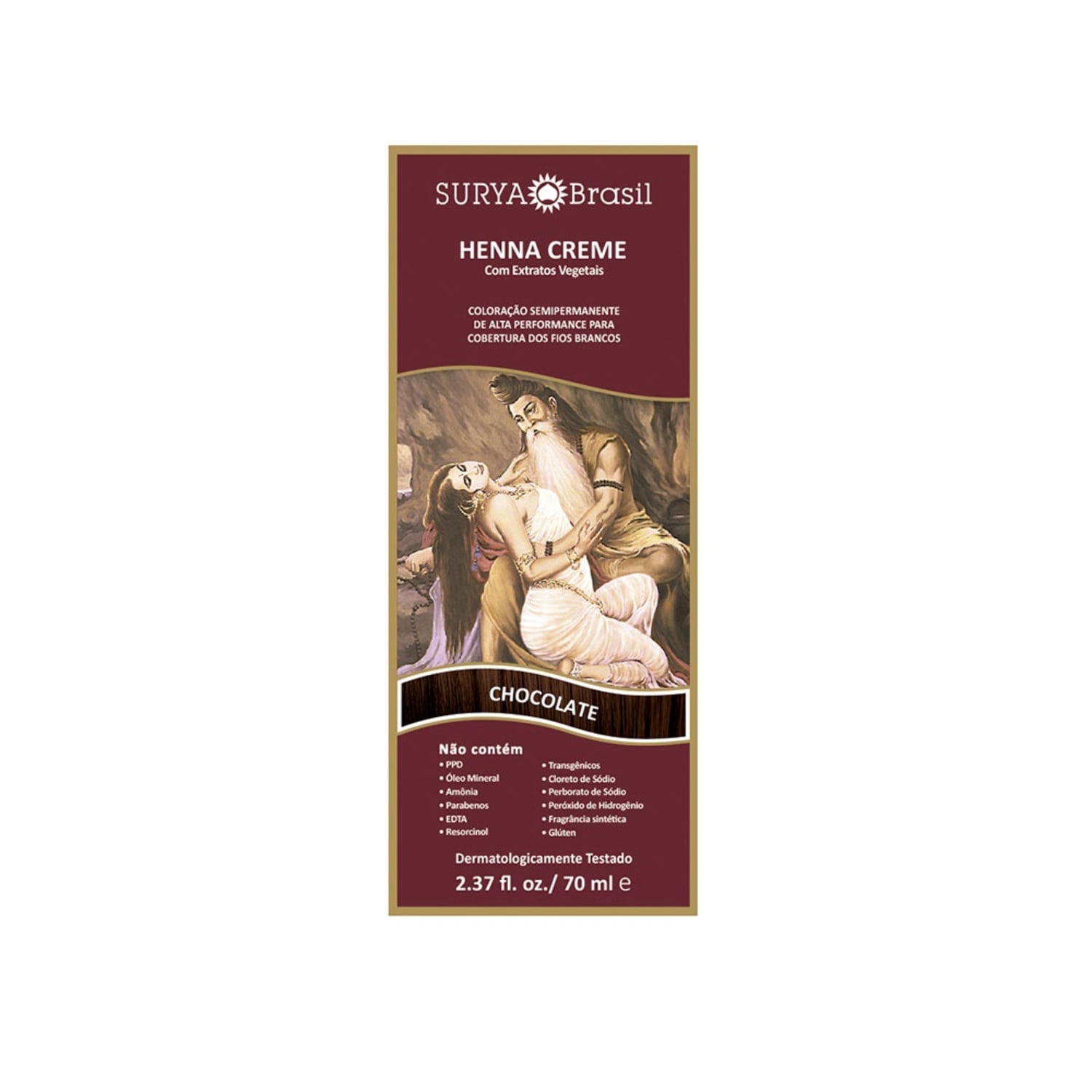 Surya Brasil Henna Creme Castanho Chocolate - Coloração Semipermanente 70ml