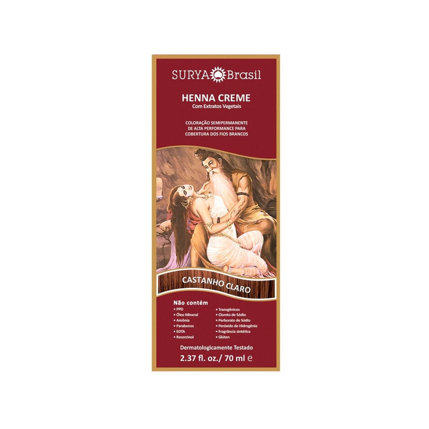 Surya Brasil Henna Creme Castanho Claro - Coloração Semipermanente 70ml