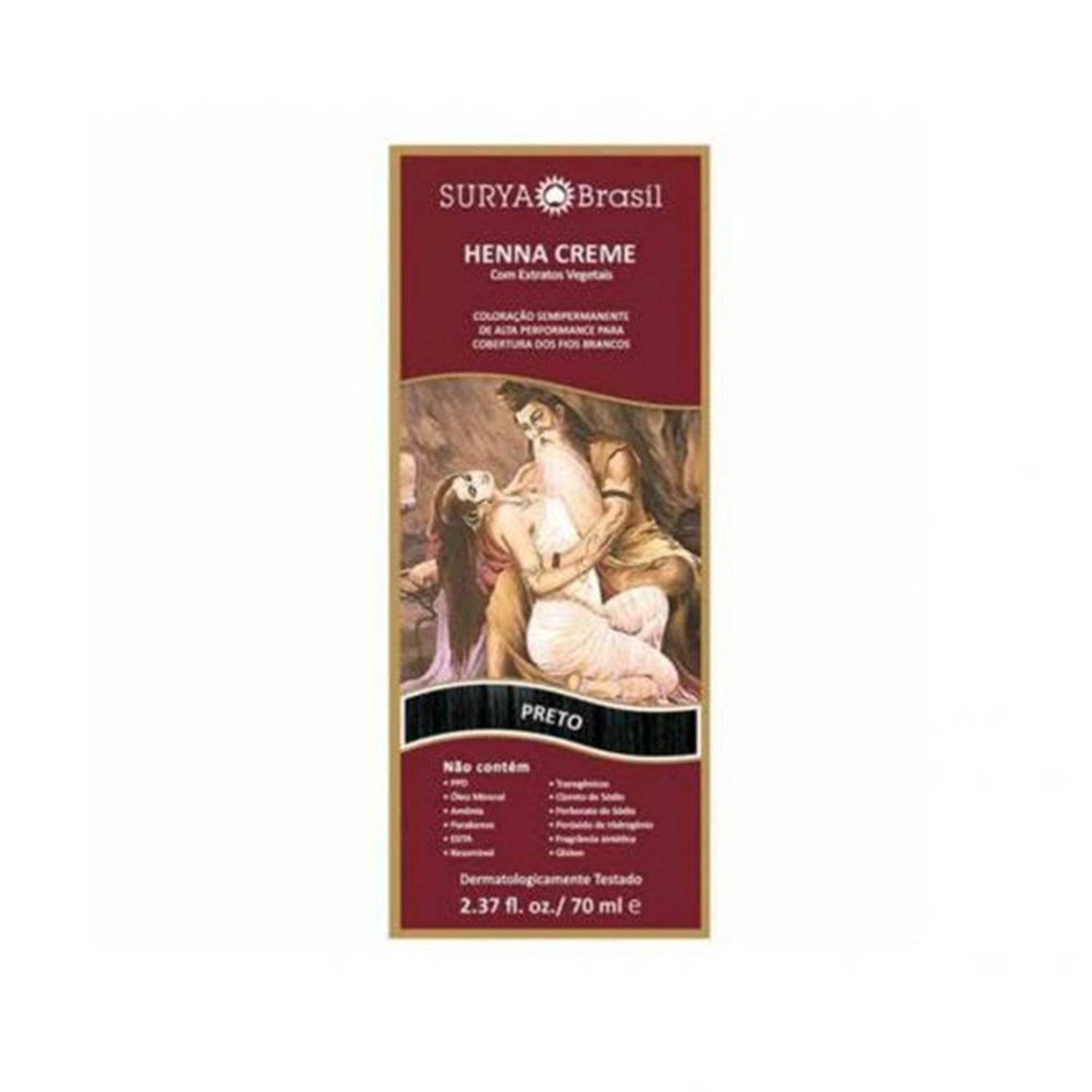 Surya Brasil Henna Creme Preto - Coloração Semipermanente 70ml