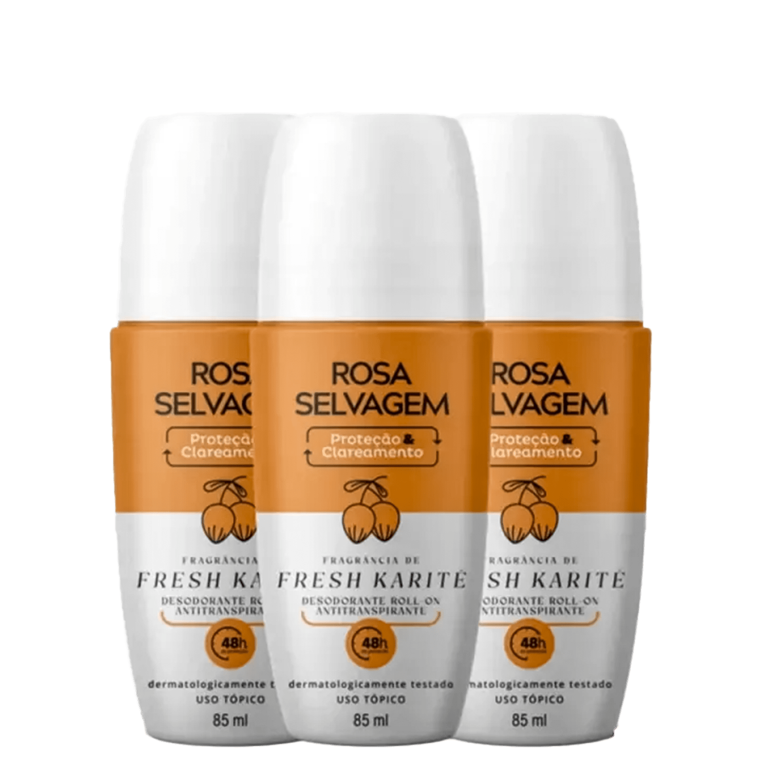 Kit Rosa Selvagem Proteção Fresh Karité - Desodorante Roll-On Antitranspirante (3 Unidades)