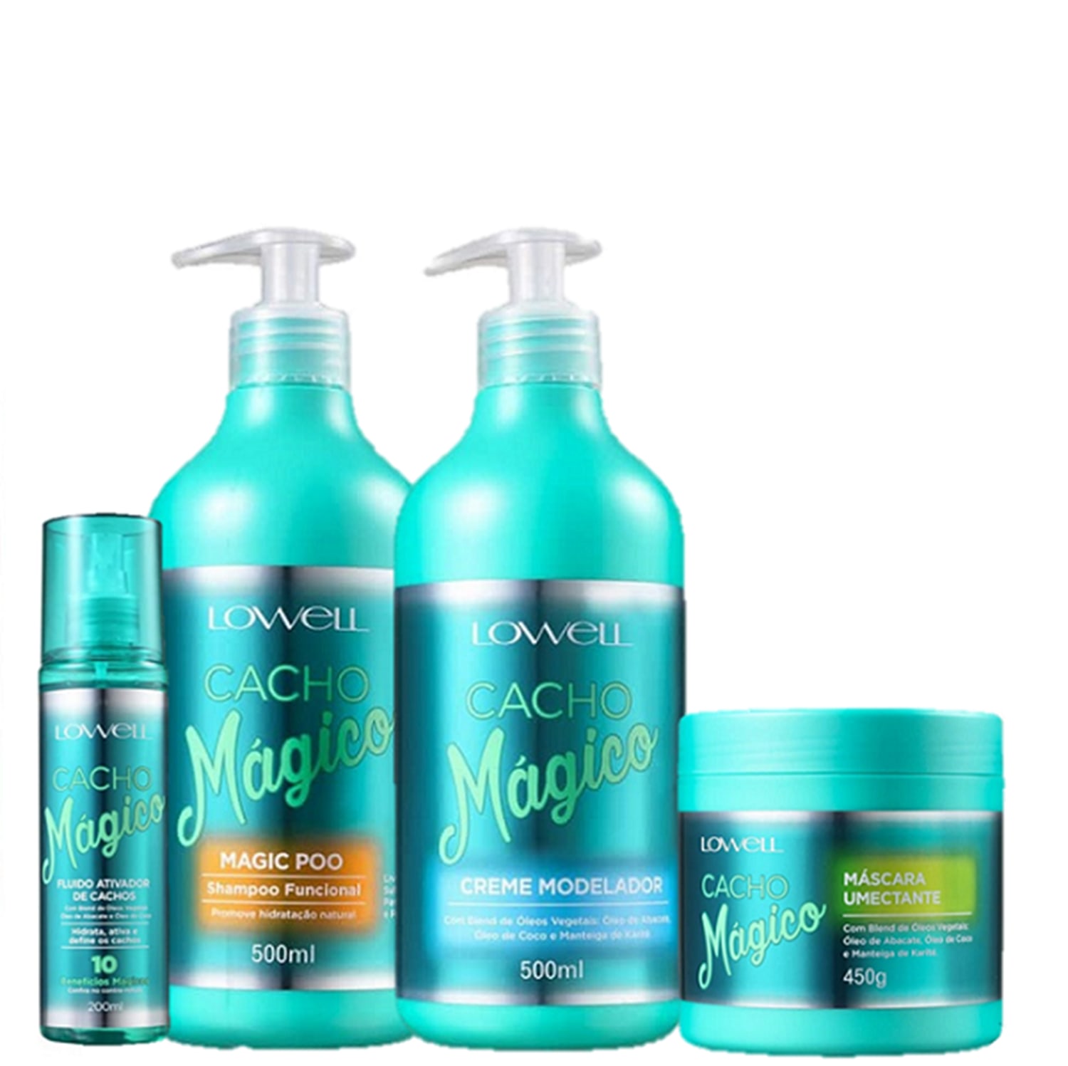 Kit Lowell Cacho Mágico Quarteto Essencial Salão (4 Produtos)