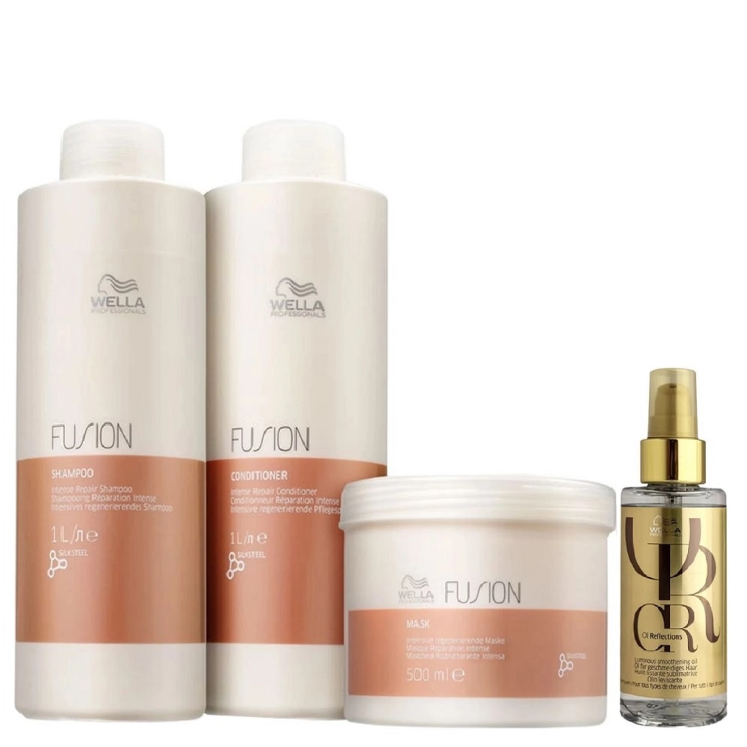 Kit Wella Professionals Fusion & Oil Reflections Quarteto (4 Produtos)