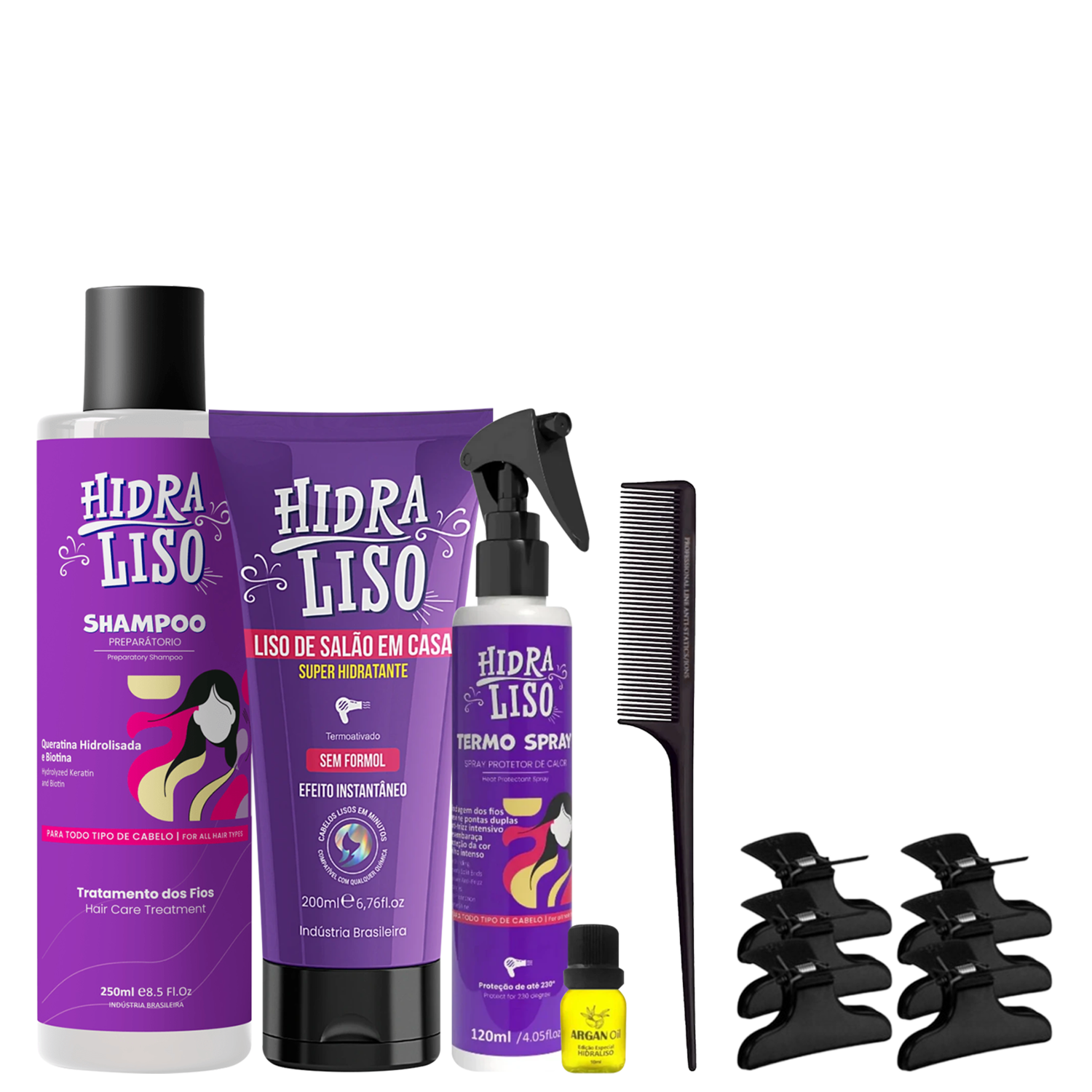 Kit Hidraliso Alisante De Chuveiro Shampoo + Spray Capilar