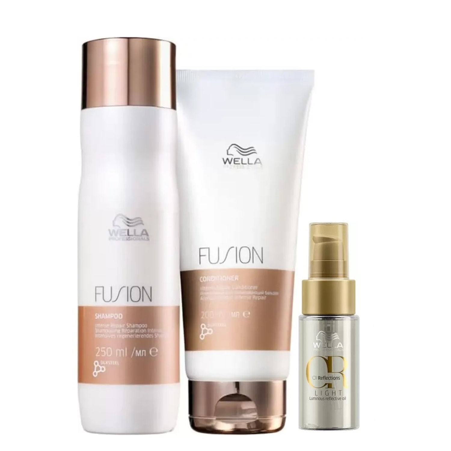Kit Wella Professionals Fusion & Oil Reflections Light Trio (3 Produtos)