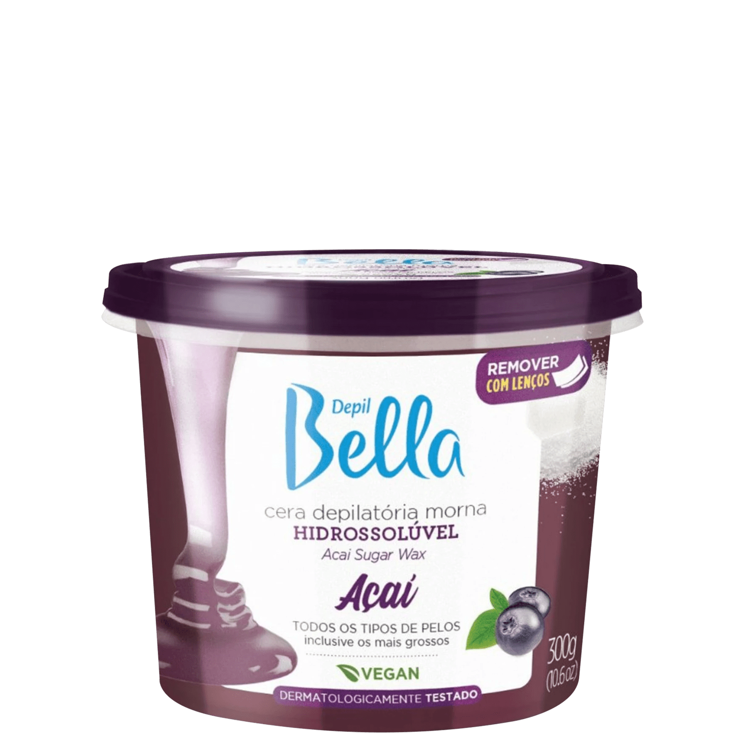 Depil Bella Açaí - Cera Depilatória Morna Hidrossolúvel 300g