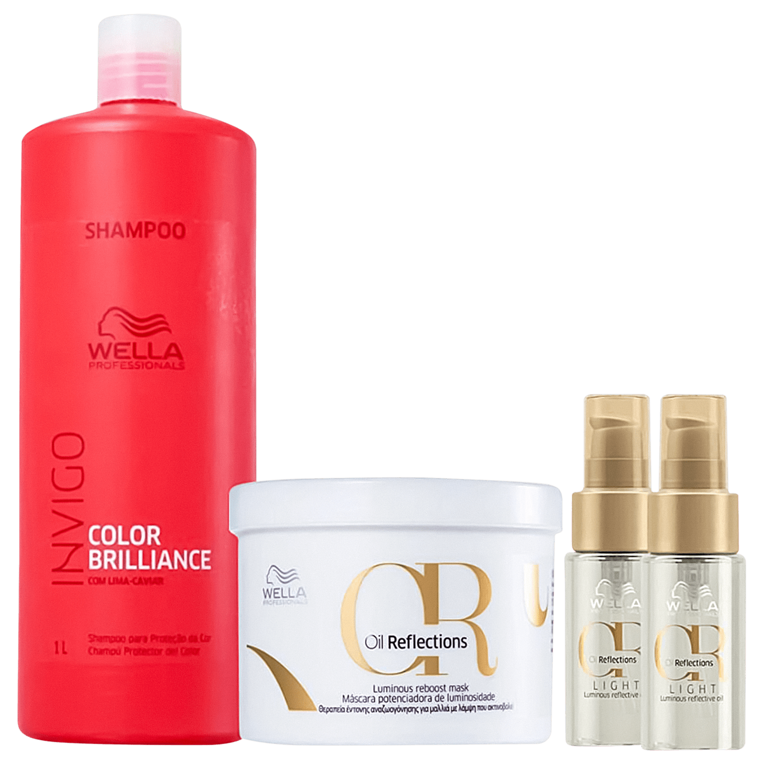 Kit Shampoos, Máscara e 2 Oil Reflections Light - Wella