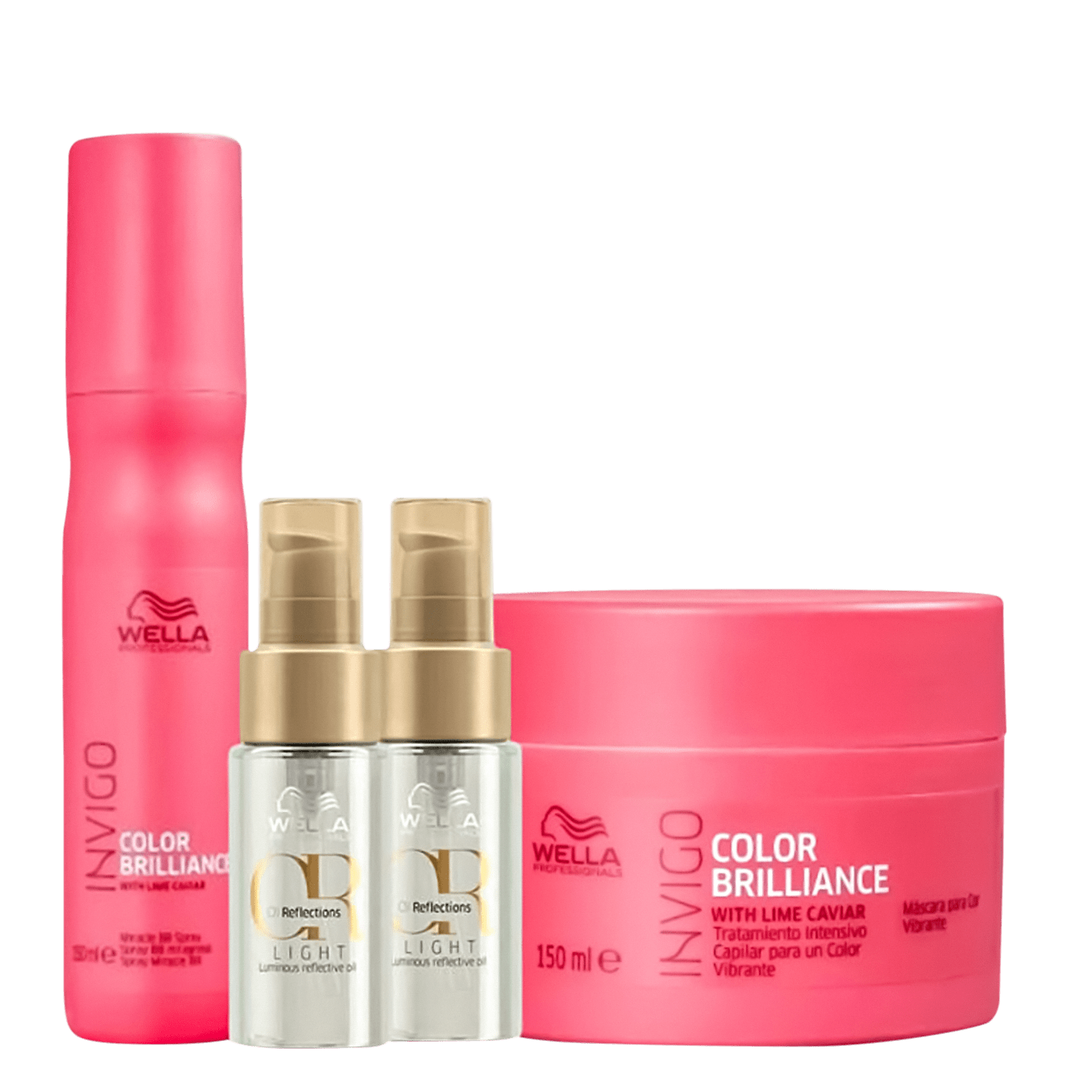 Kit Wella Professionals Invigo Color Brilliance + Oil Reflections Light Quarteto Shine (4 Produtos)
