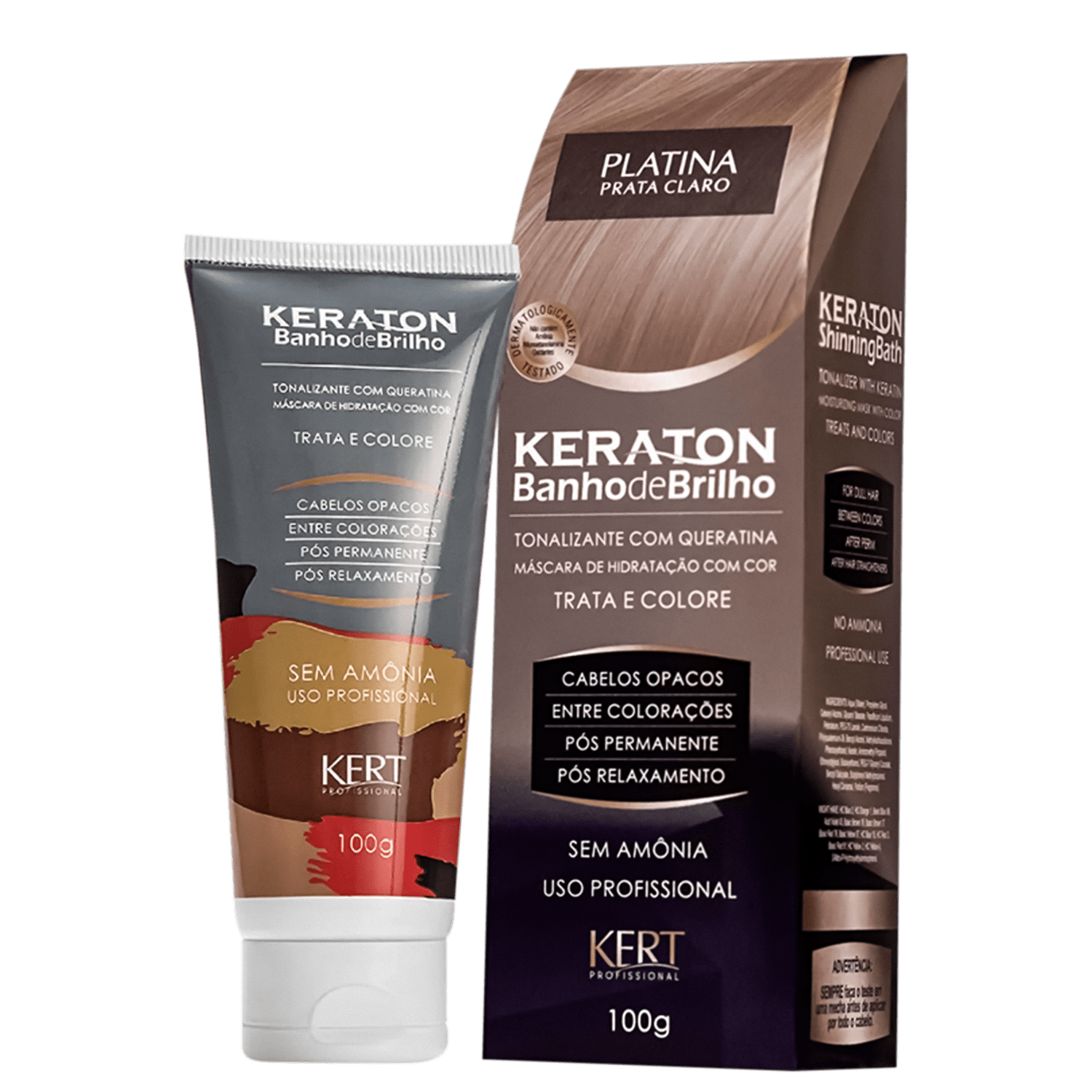 Keraton Banho de Brilho Platina Prata Claro - Tonalizante 100g