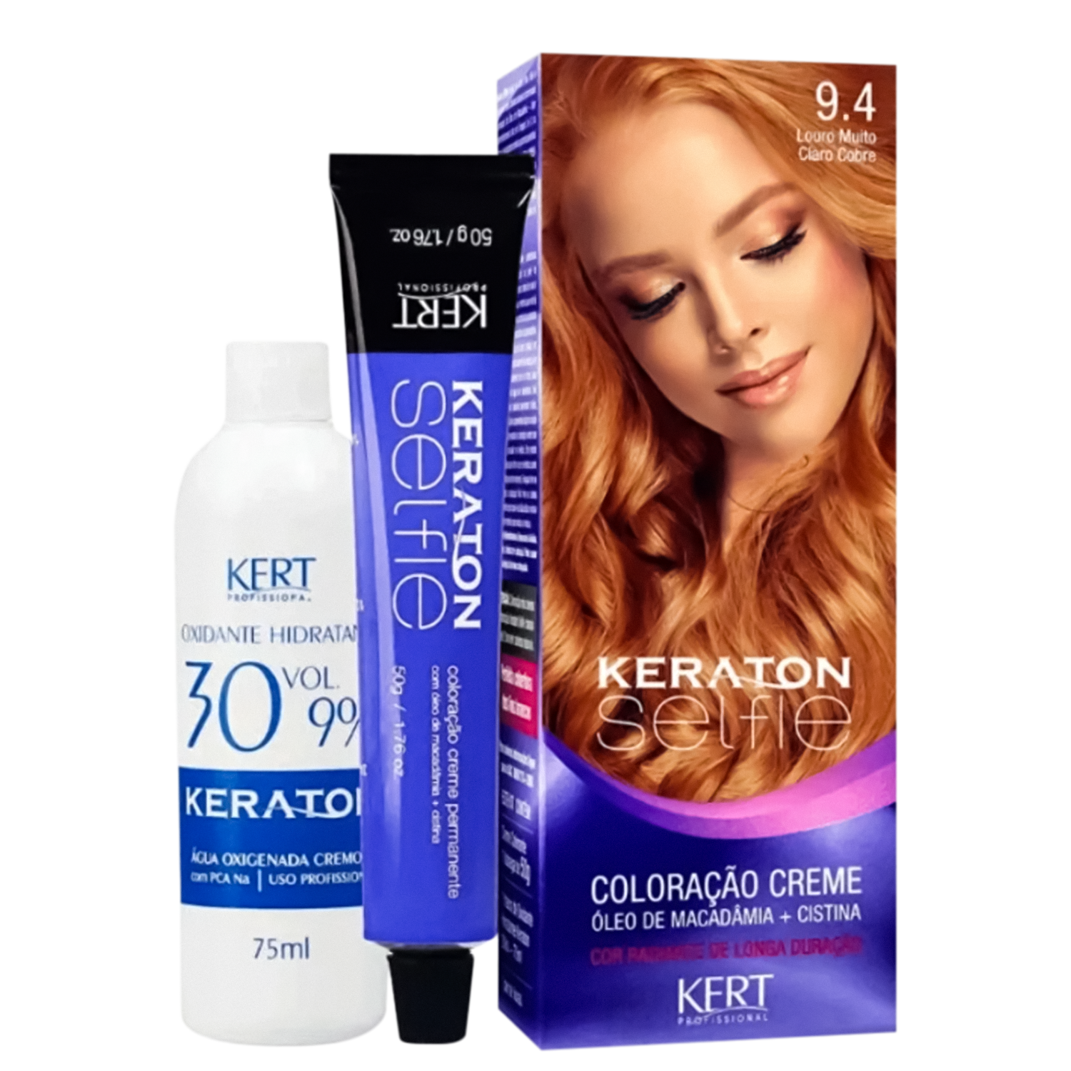 Kit Keraton Selfie 9.4 Louro Muito Claro Cobre + Oxigenada (2 Produtos)