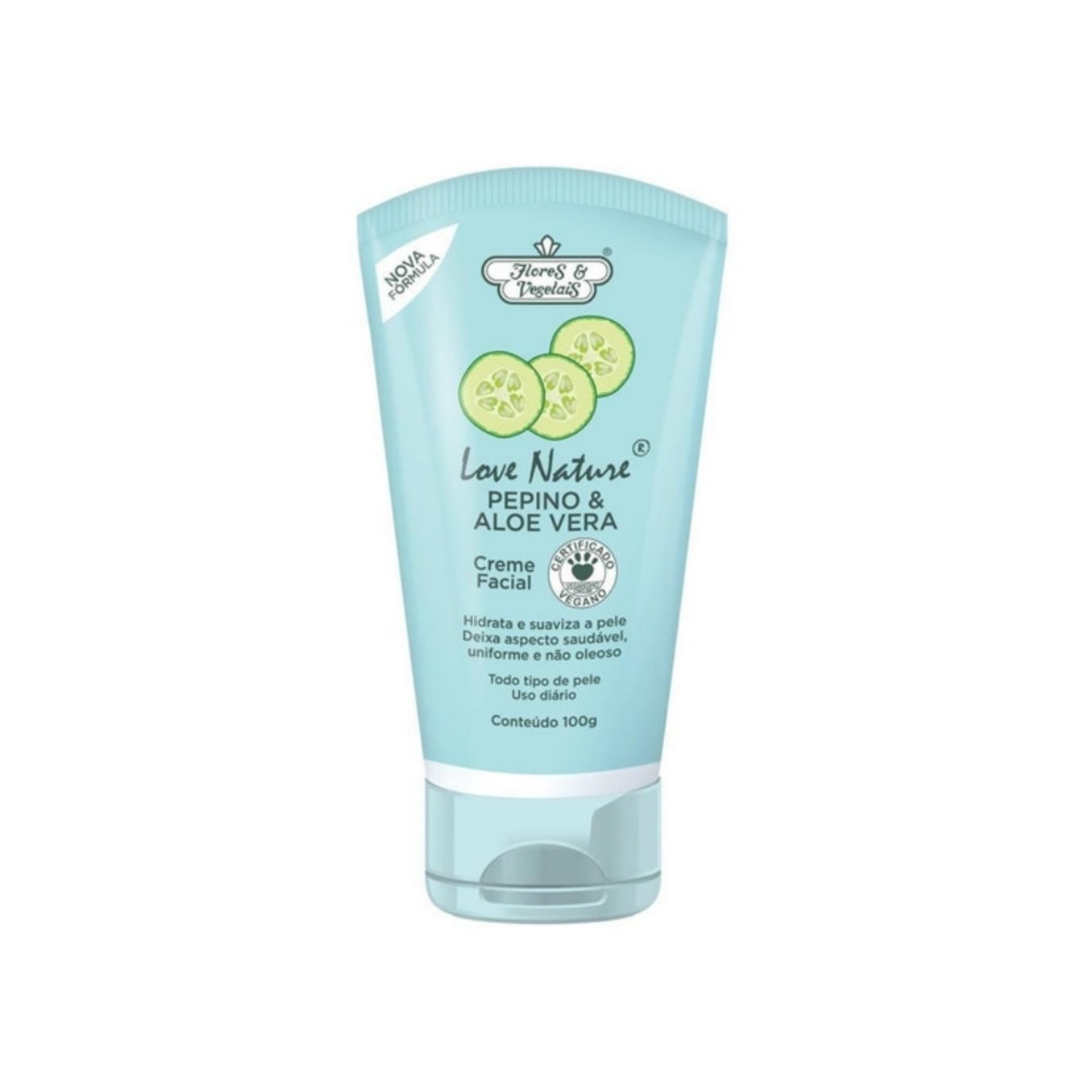 Flores e Vegetais Pepino & Aloe Vera - Creme Hidratante Facial 100g