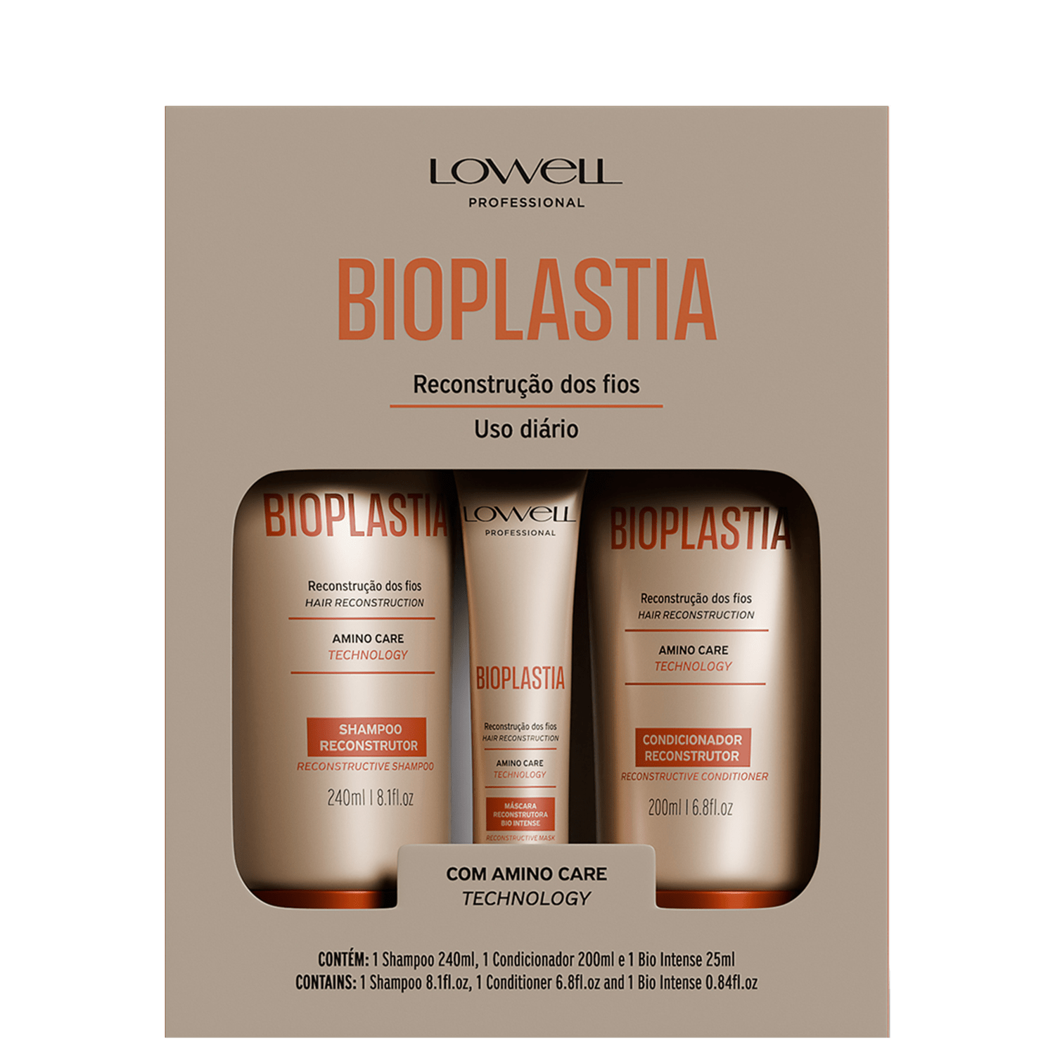 Kit Lowell Bioplastia Reconstrução Home Care (3 Produtos)