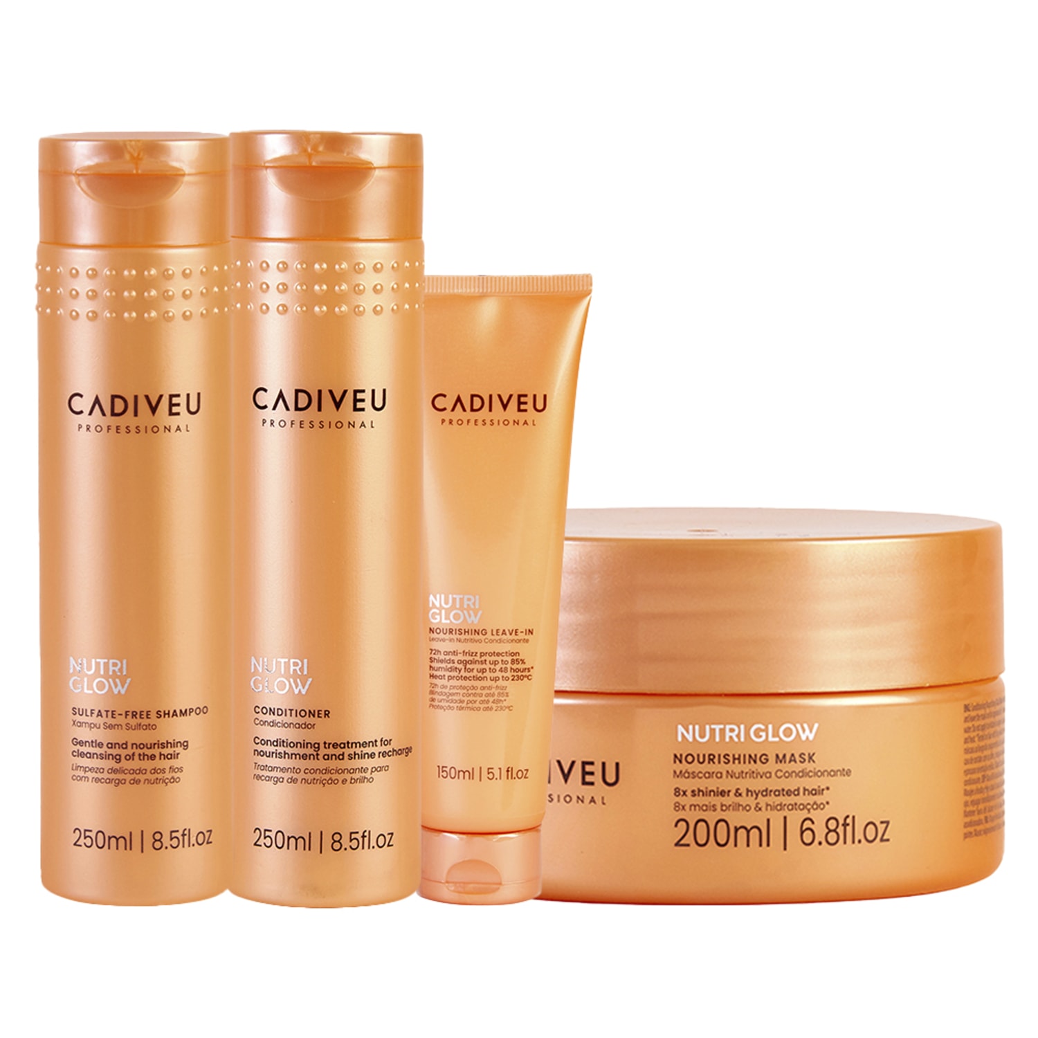 KIT CDV PRO NUTRI GLOW - SH 250ML+COND 250ML+MÁSC 200ML+LEAVE-IN 150ML