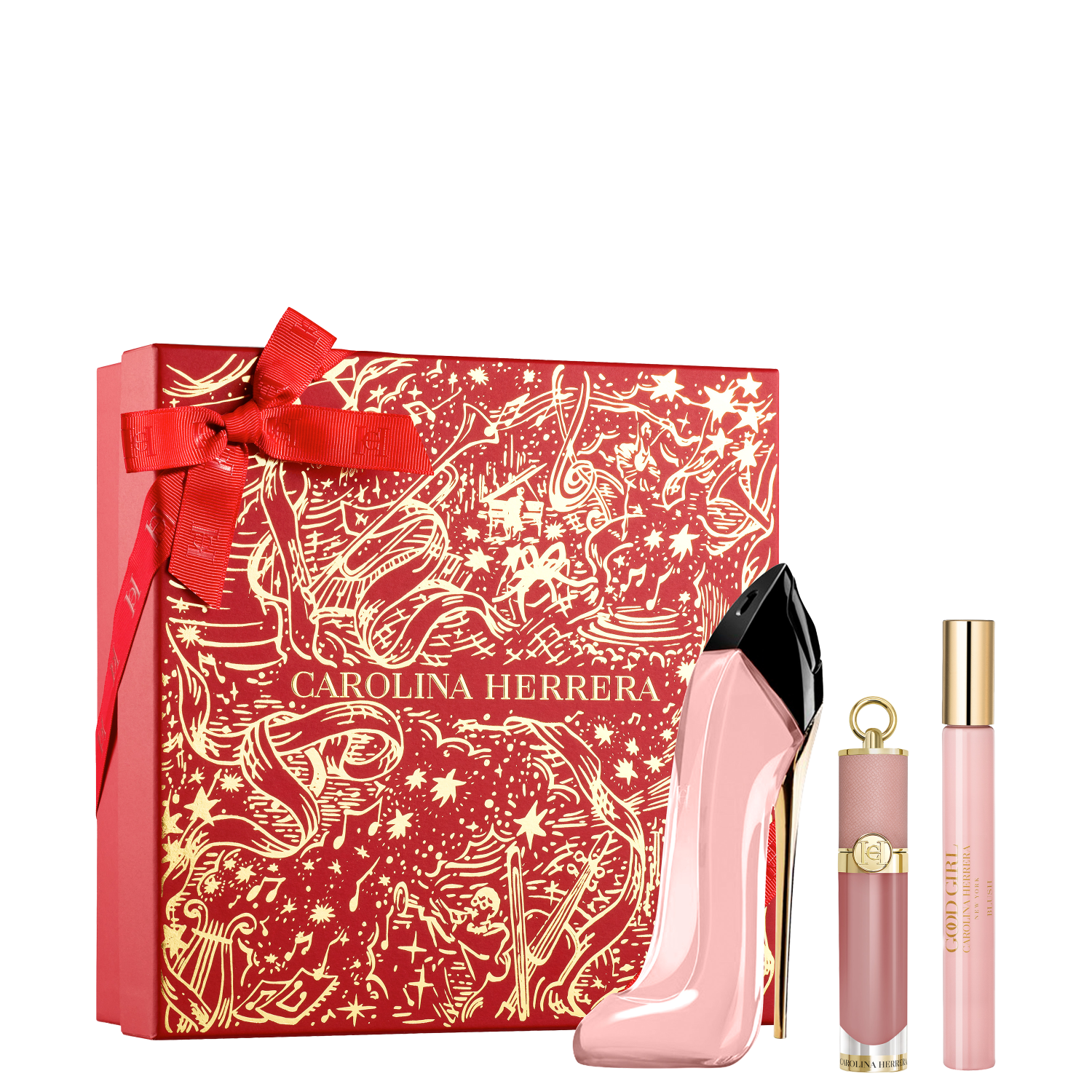Conjunto Good Girl Blush Carolina Herrera Feminino - Perfume Eau de Parfum 80ml + Travel Size 10ml + Gloss Labial 5ml