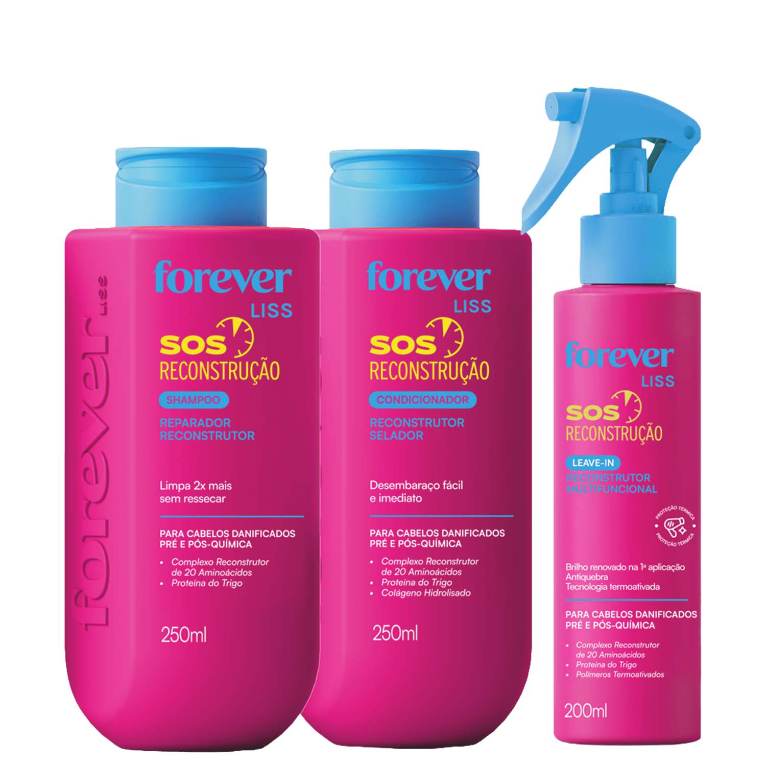 Kit Forever Liss SOS Reconstrução Triple Care (3 Produtos)
