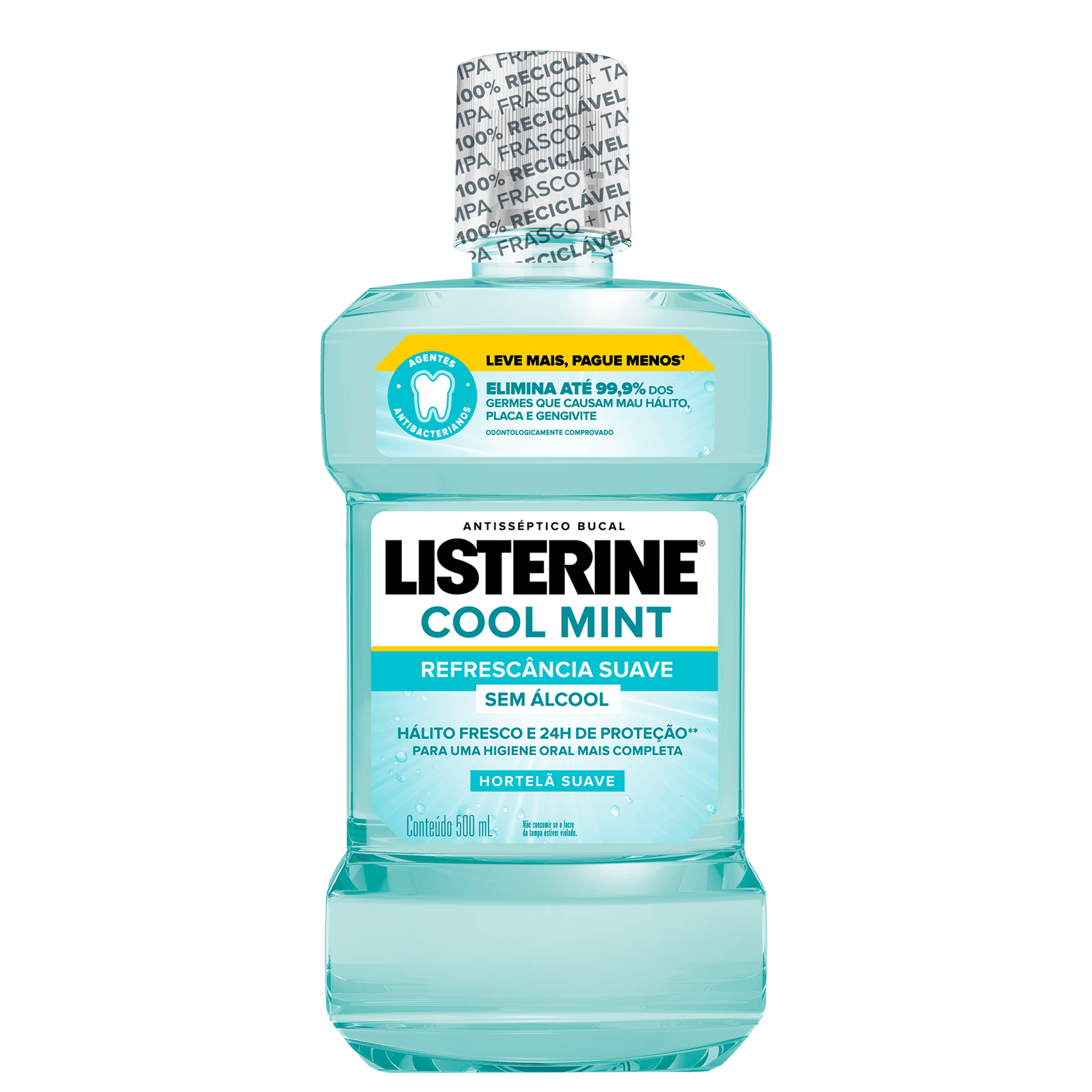 Listerine Cool Mint Refrescância Suave - Antisséptico Bucal 500ml