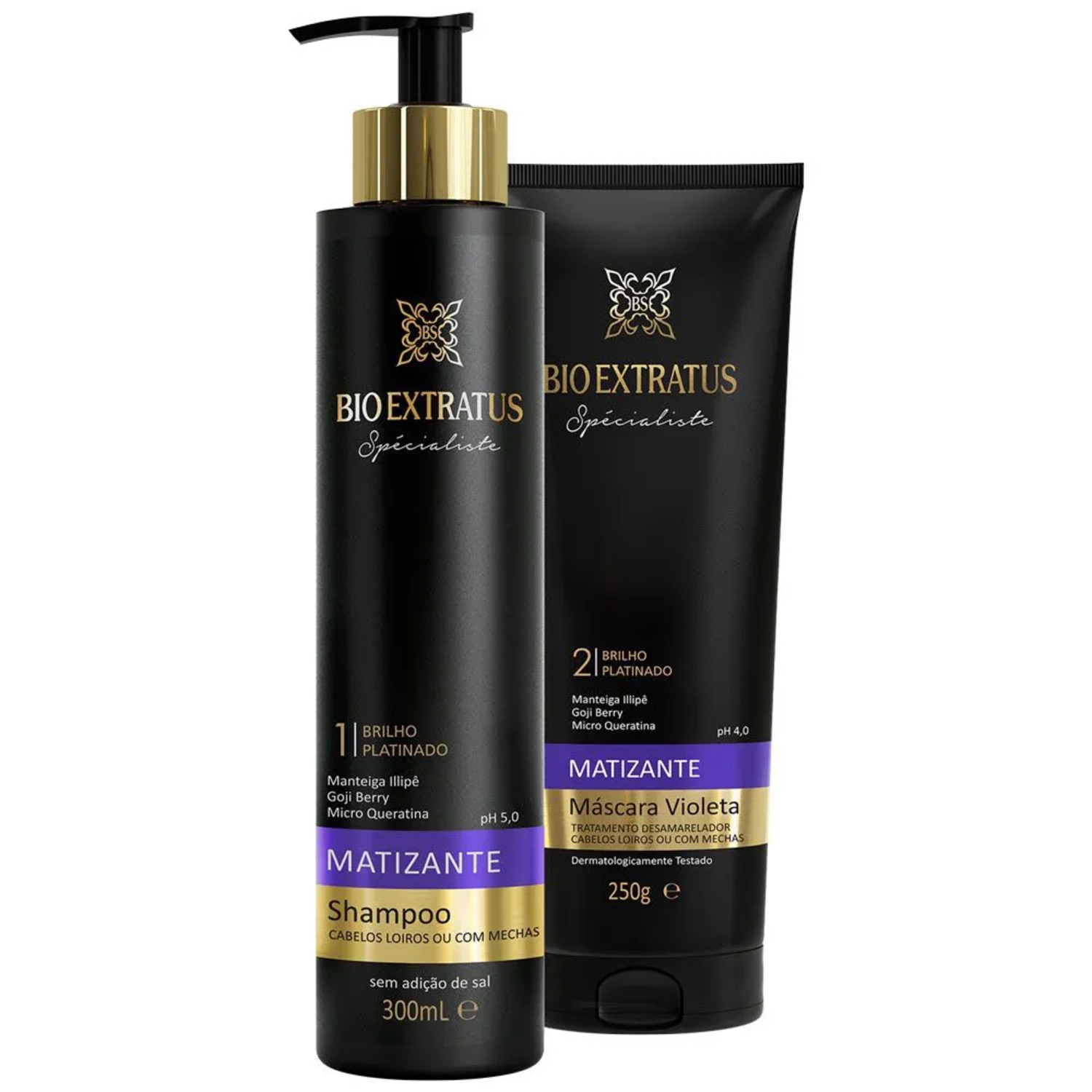 Kit Bio Extratus Spécialiste Matizante Violeta - Shampoo 300ml + Máscara Capilar 250g