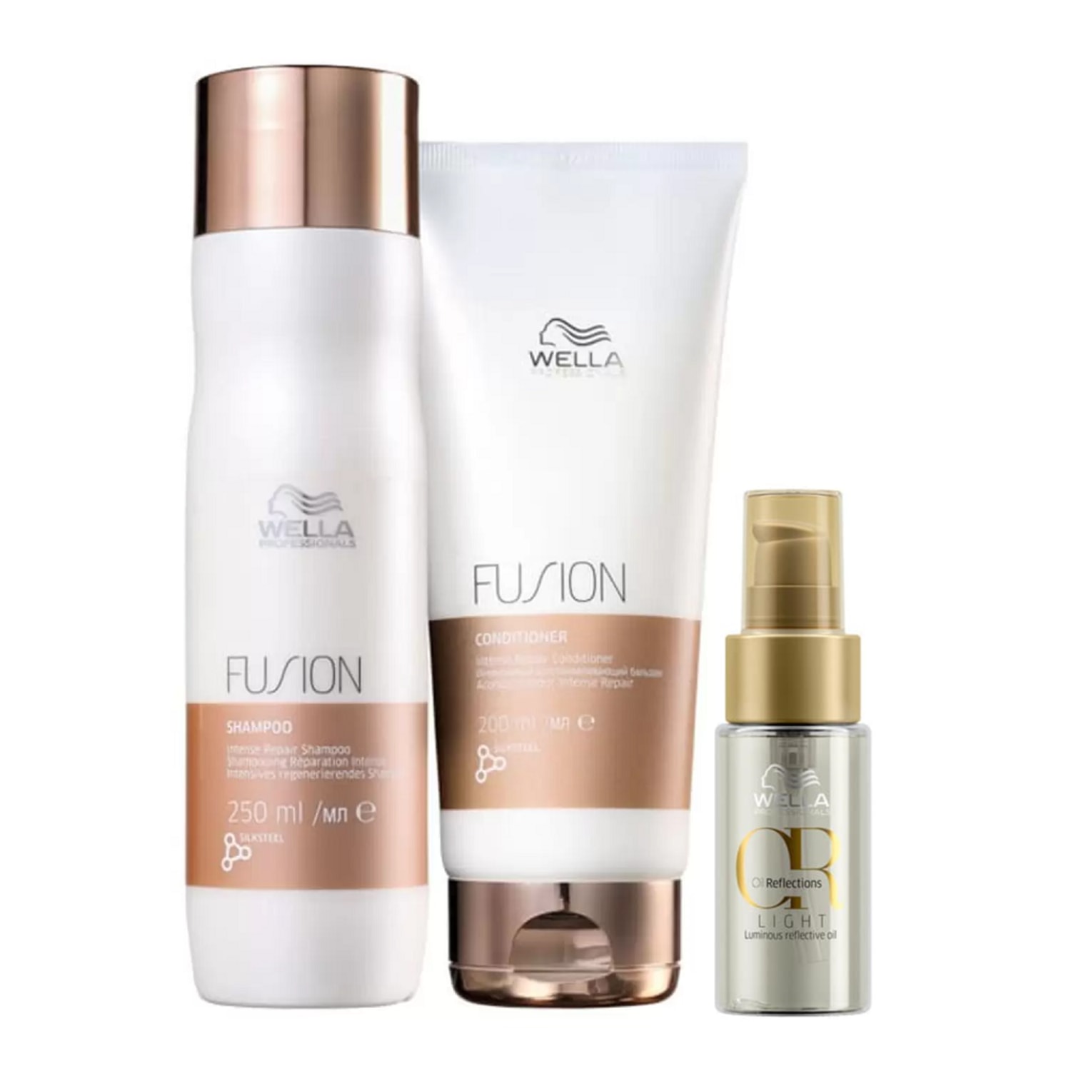 Kit Wella Professionals Fusion +Oil Reflections Light (3 Produtos)