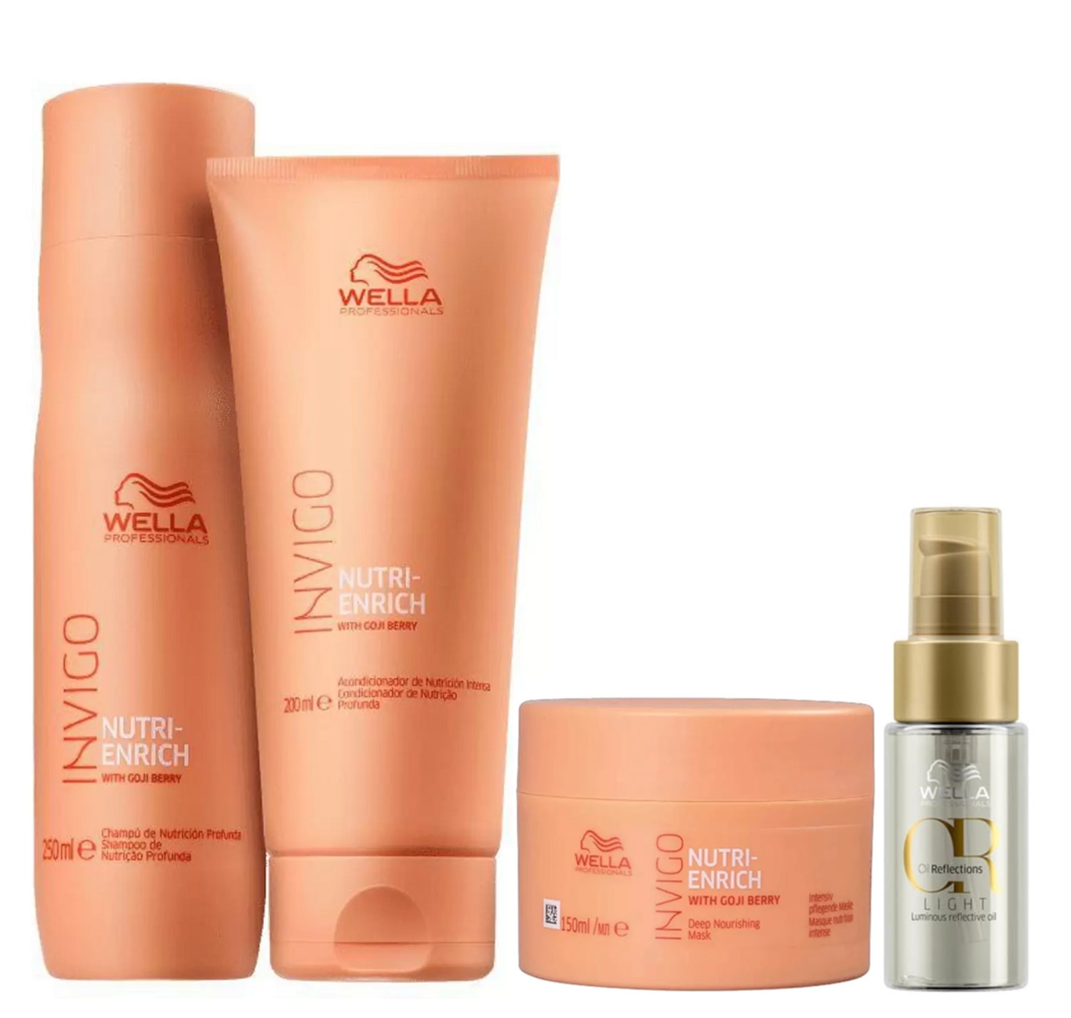 Kit Wella Professionals Invigo Nutri-Enrich +Oil Reflections Light Quarteto (4 Produtos)