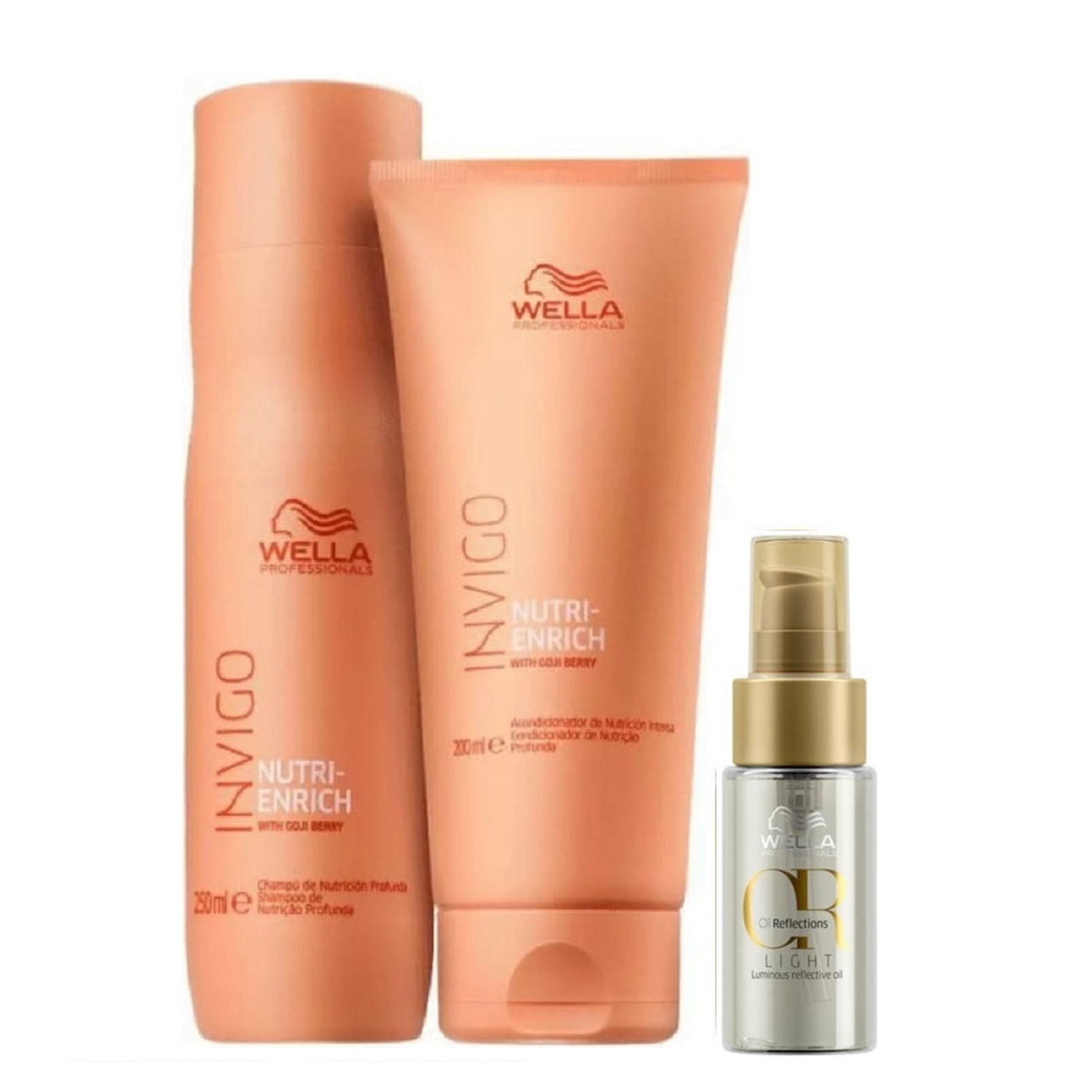 Kit Wella Professionals Invigo Nutri-Enrich +Oil Reflections Light Trio (3 Produtos)