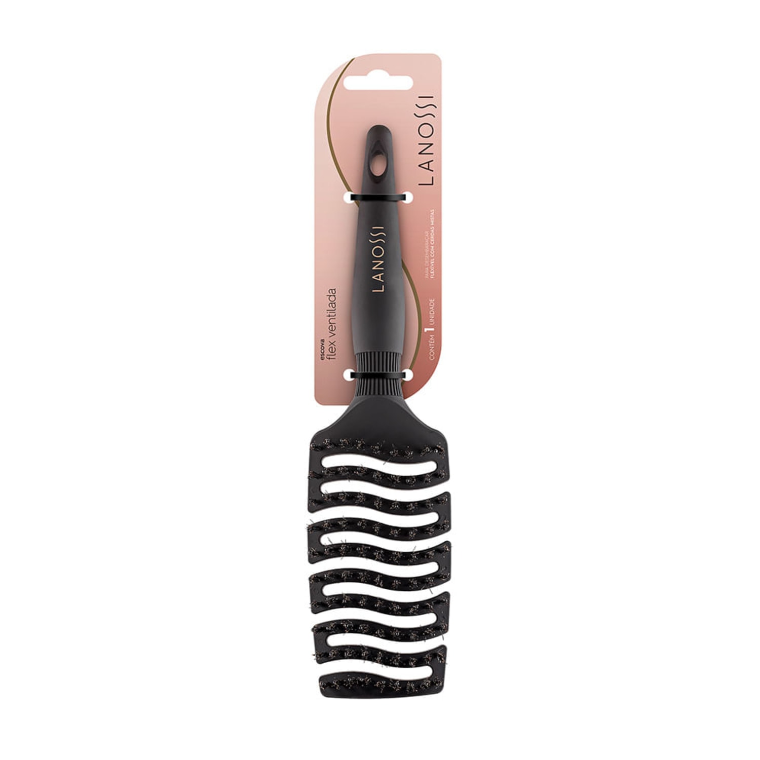 Lanossi com Cerdas Mistas  - Escova de Cabelo Ventilada Flexível