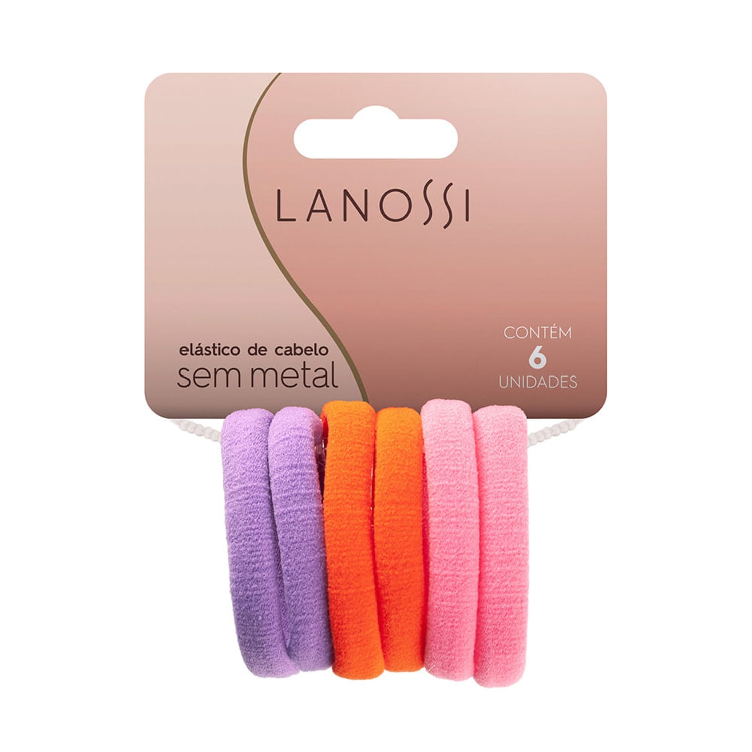 Lanossi Tangerine Sem Metal - Elástico de Cabelo (6 Unidades)