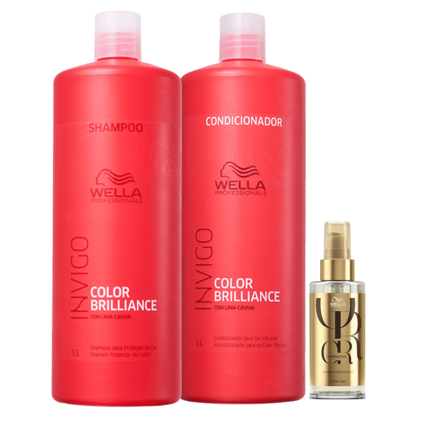 Kit Wella Professionals Invigo Color Brilliance +Oil Reflections Salon Trio (3 Produtos)
